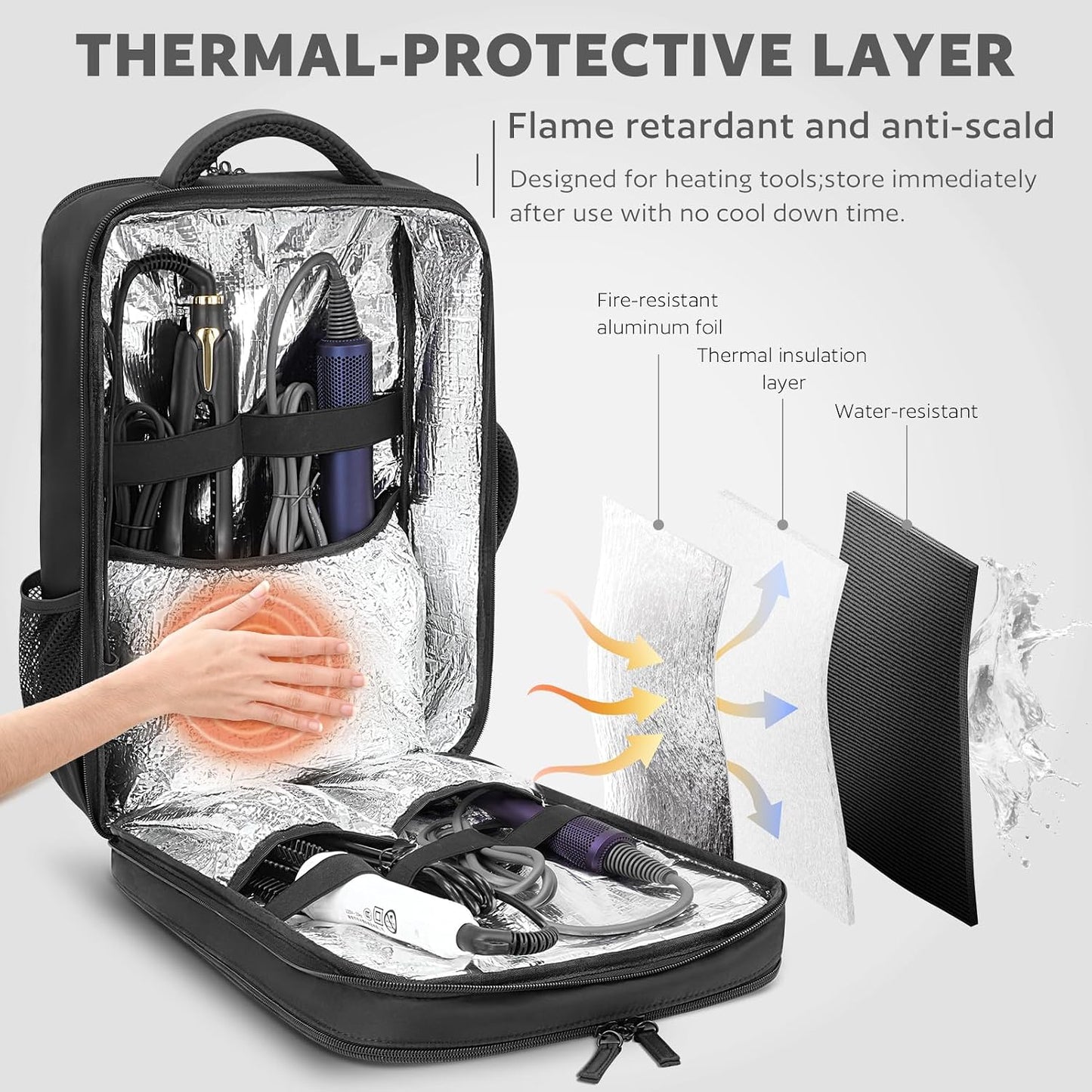 Barber Bag - Insulated Pocket Portable Backpack for Clippers & Supplies | Water-Resistant Black Hairstylist Case