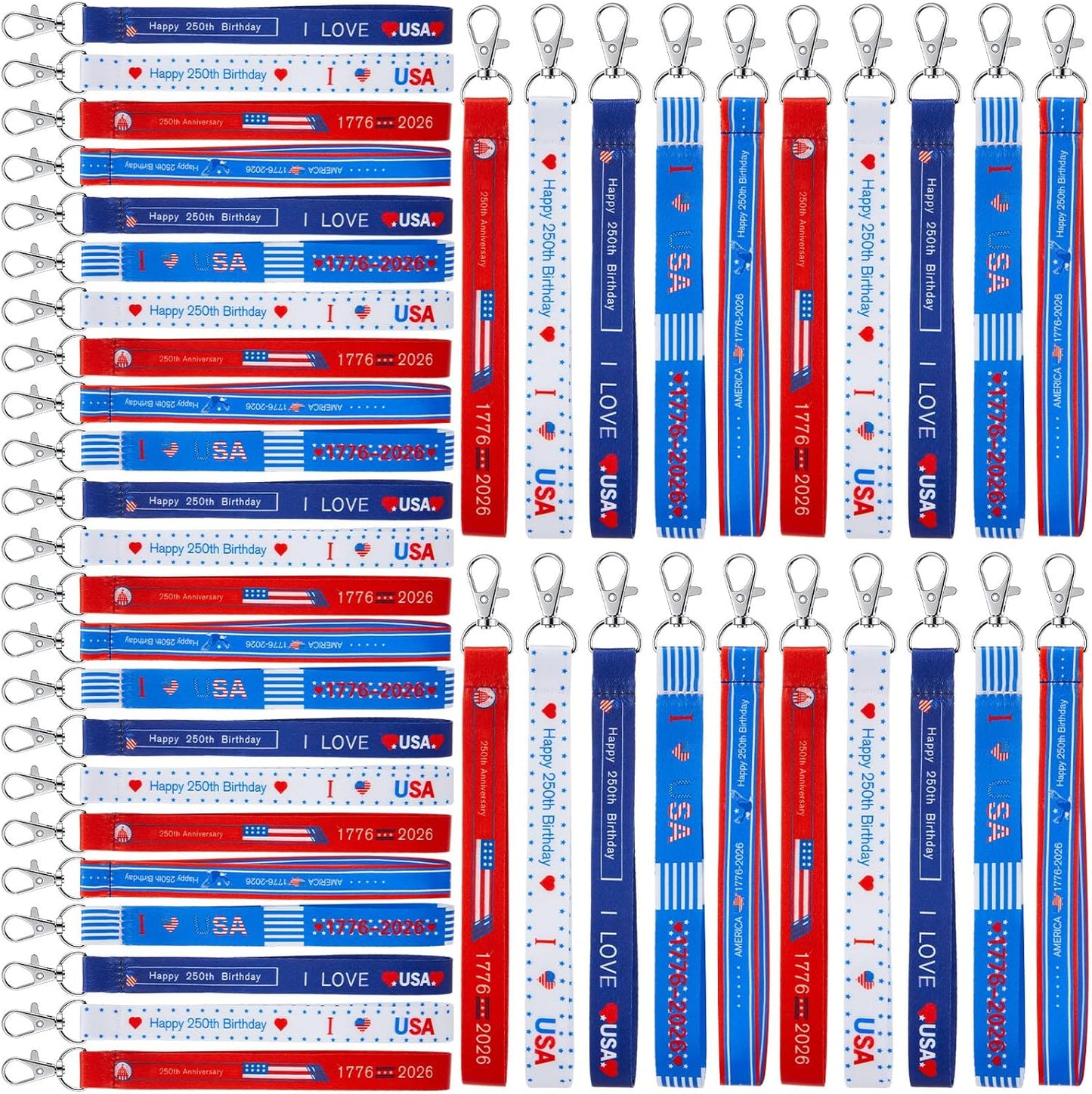 Patriotic Keychains - 5 Pcs USA Flag Keychains for 250th Anniversary | 4th of July Party Favors