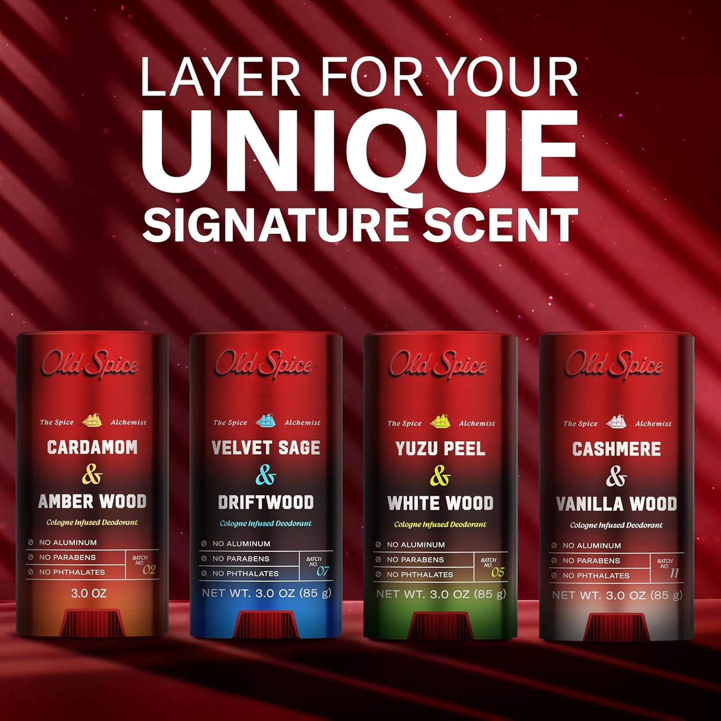 Old Spice Aluminum-Free Deodorant for Men | Cashmere & Vanilla Wood Scent, 3 oz - 24/7 Cologne Infused Formula