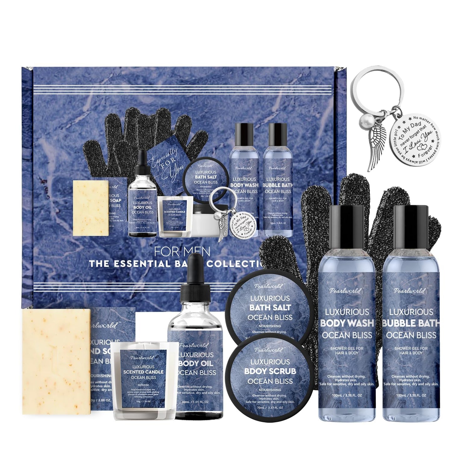 Ocean-Scented Bath Spa Set - 12-Piece Men's Self-Care Gift Kit | Perfect for Father's Day & Birthdays