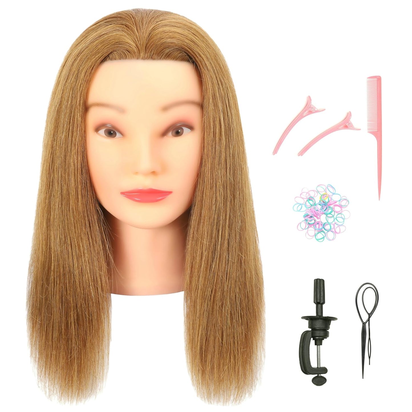 African American Mannequin Head - 100% Real Human Hair Manikin for Braiding & Cosmetology Training | Includes Stand