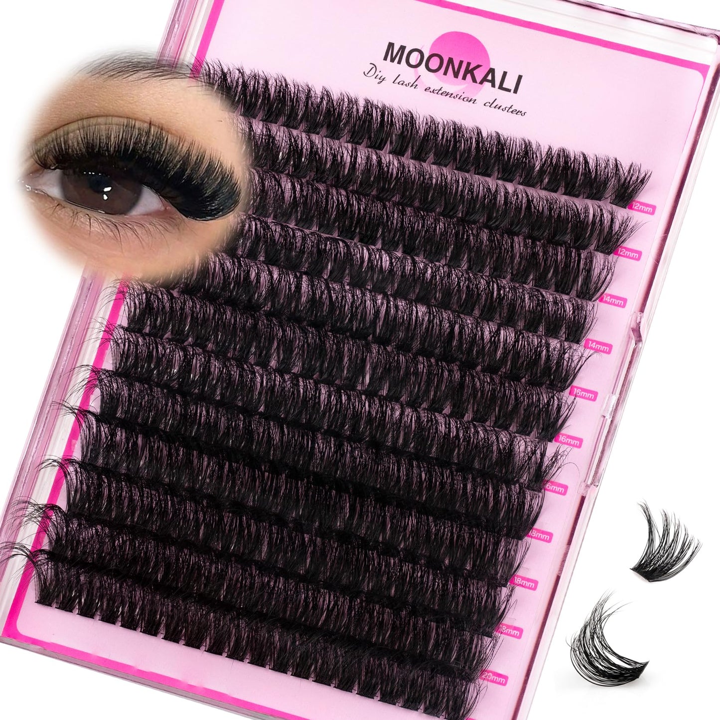 Lash Clusters Wispy 80D Eyelash Clusters D Curly 12-20MM Mix Length Cluster Eyelash Extensions Thick Volume Individual Lashes Clusters DIY Eye Lash Extension 3D Eyelashes Clusters Wispy By MOONKALI