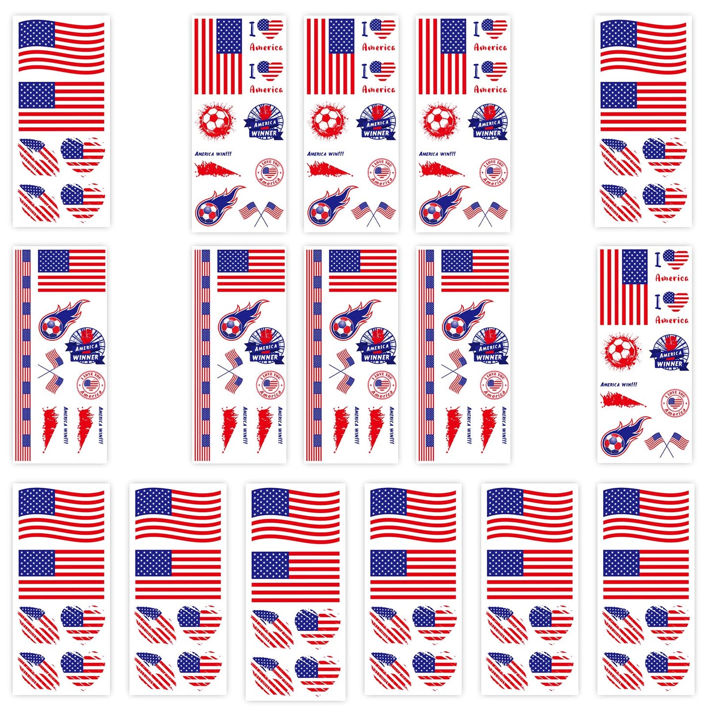 2026 World Cupfor Temporary Tattoos & St Patrick's Day Tattoos, 16PCS 12CM×6CM National Flag Stickers for Fans (United States)