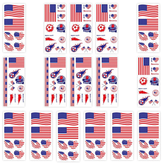 2026 World Cupfor Temporary Tattoos & St Patrick's Day Tattoos, 16PCS 12CM×6CM National Flag Stickers for Fans (United States)
