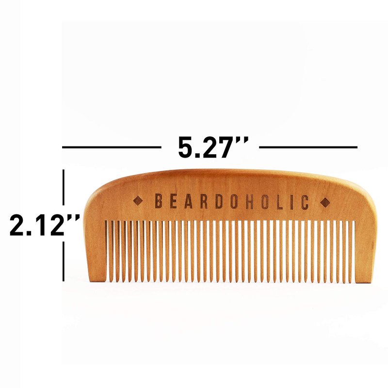 Beardoholic Beard Comb With a Gift Box – Wide Teeth – Anti-Static, Eliminates Tangles and Keeps Your Beard Neat and Tidy – 5.31 x 1.96 IN Handmade 100% Pearwood Design