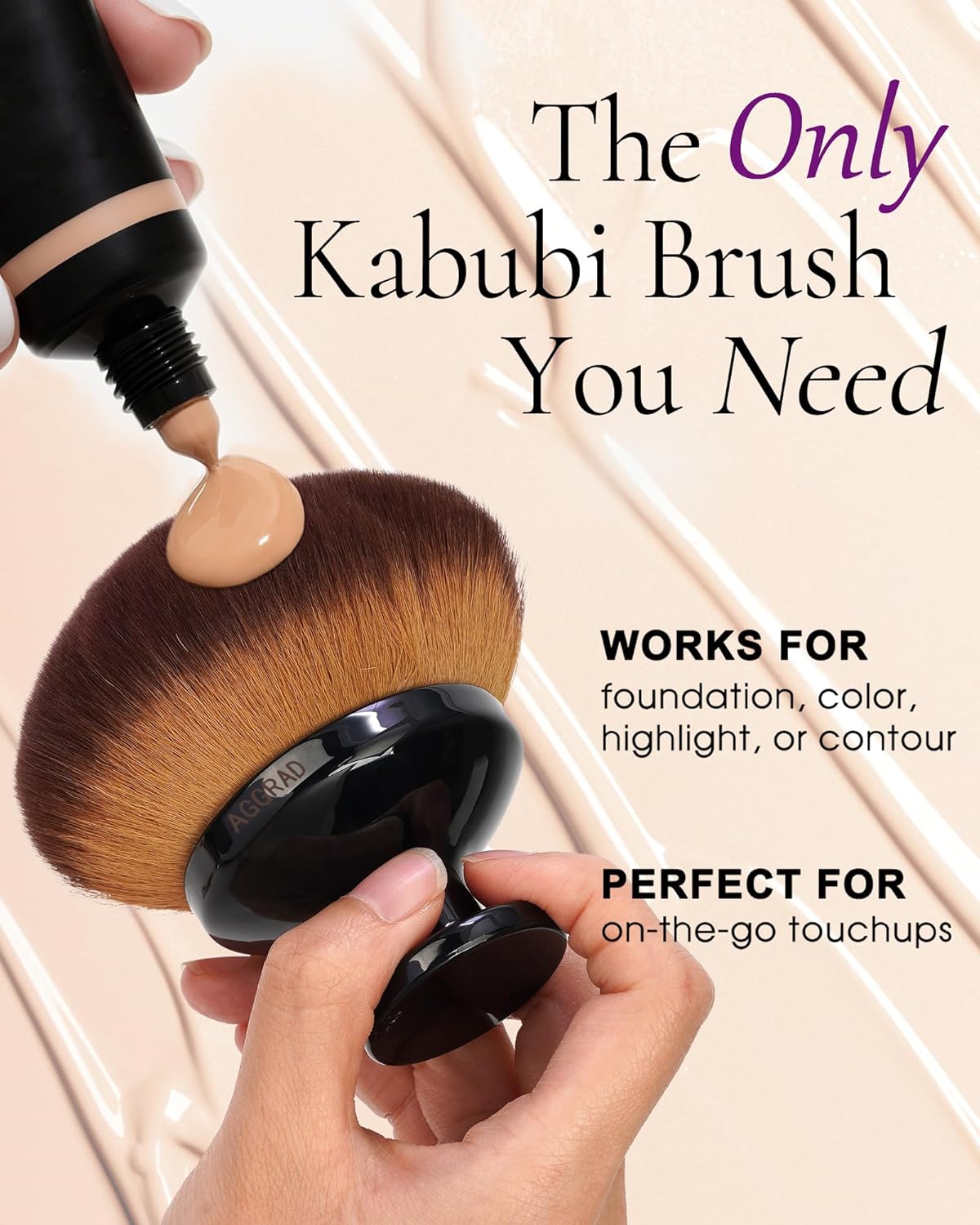 Blend & Blur Kabuki Brush - Ultra Large Body Makeup Applicator for Tattoo Cover-Up & Self Tanning | Perfect for Sunscreen & Bronzers