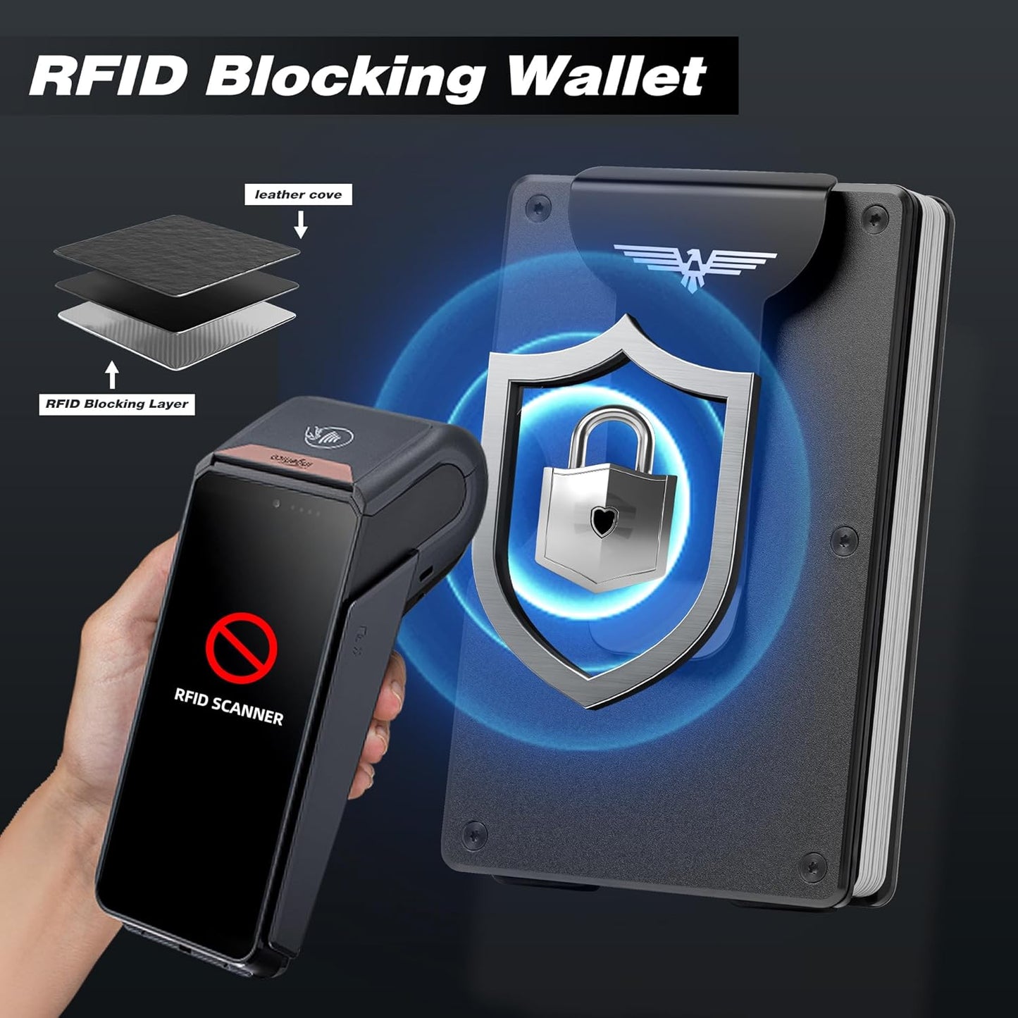 Lenvoten Minimalist RFID Blocking Wallet for Men - Slim Metal Design | Holds 20 Cards & Cash | Scratch-Resistant Finish