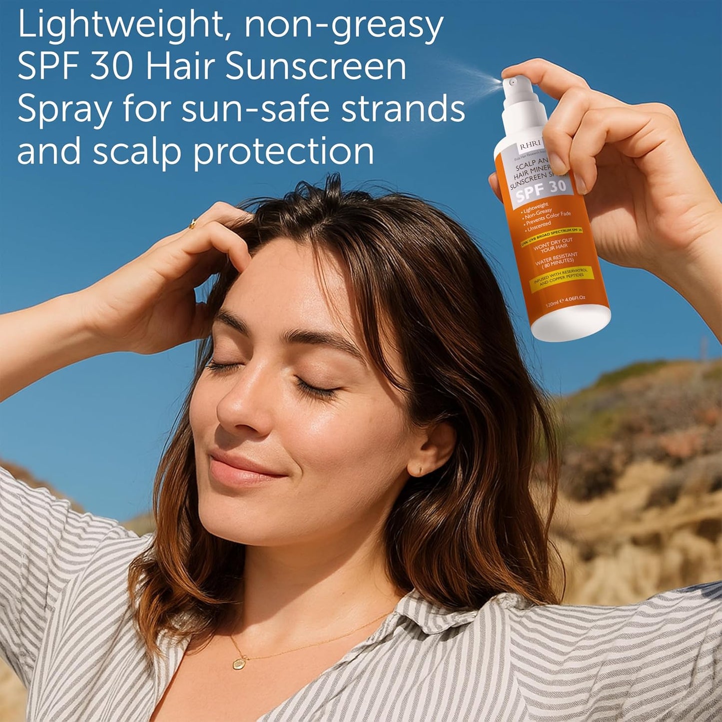 Hair Sunscreen Spray SPF 30 - Non-Greasy Scalp Protection | Prevent Color Fade & Dryness | 4 oz Beach Sunblock