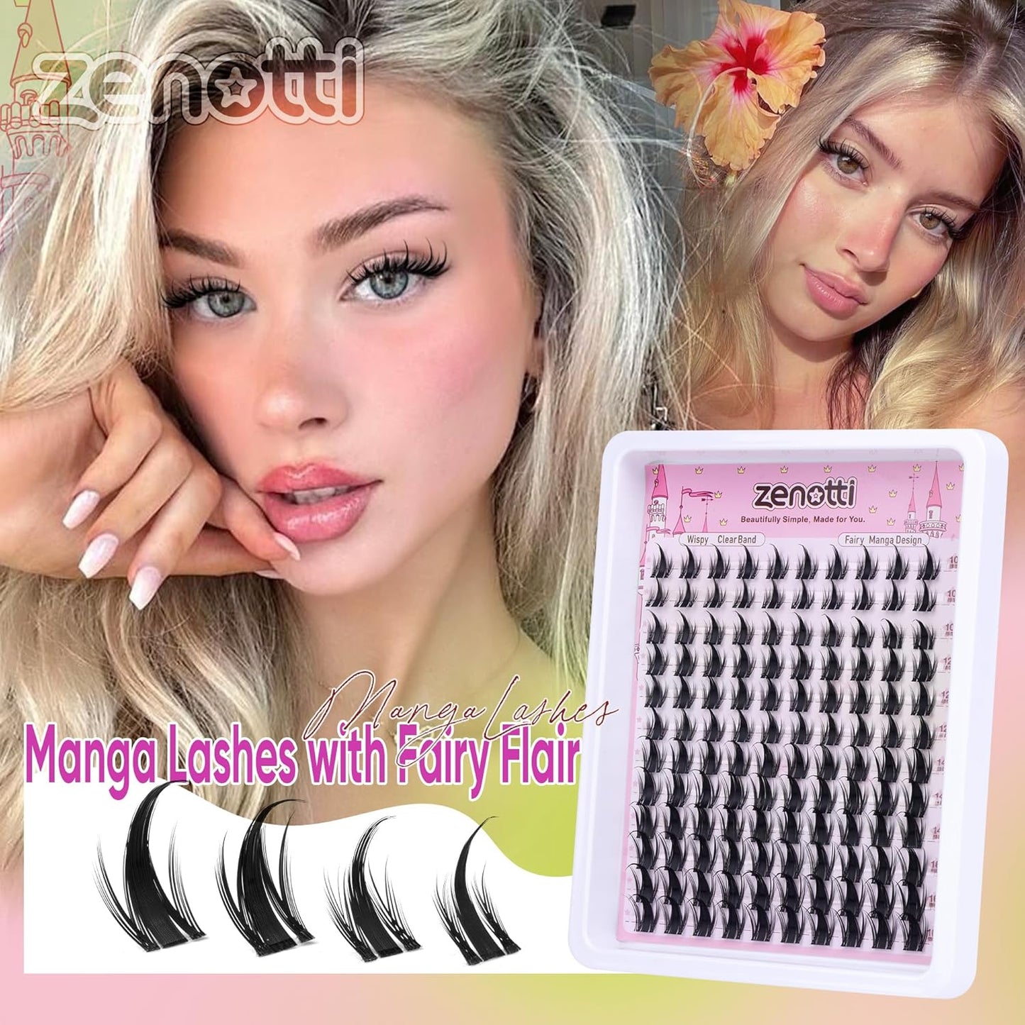Manga Lash Clusters - Spiky Anime Eyelash Extensions | Natural Wispy Individual Lashes, 10-16MM, 120PCS