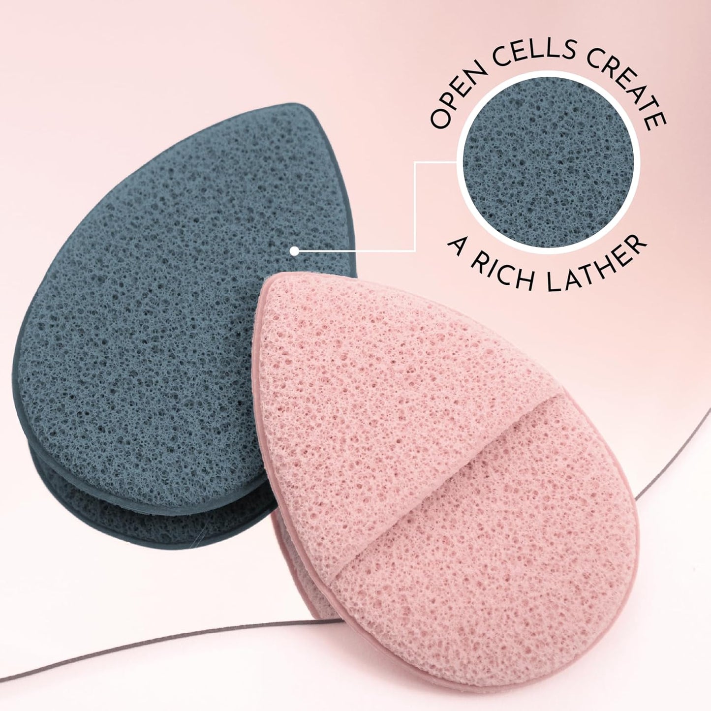 Face Sponges for Cleansing - Reusable Exfoliating Makeup Remover | Blue & Pink, 2 Pack