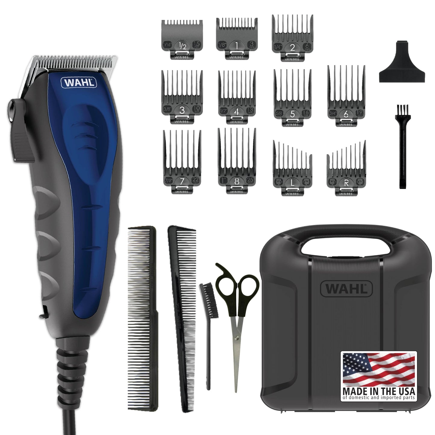 Wahl USA Self Cut Compact Corded Clipper Personal Haircutting Kit with Adjustable Taper Lever, and 11 Hair Clipper Guards for Clipping, Trimming & Personal Grooming – Model 3029683