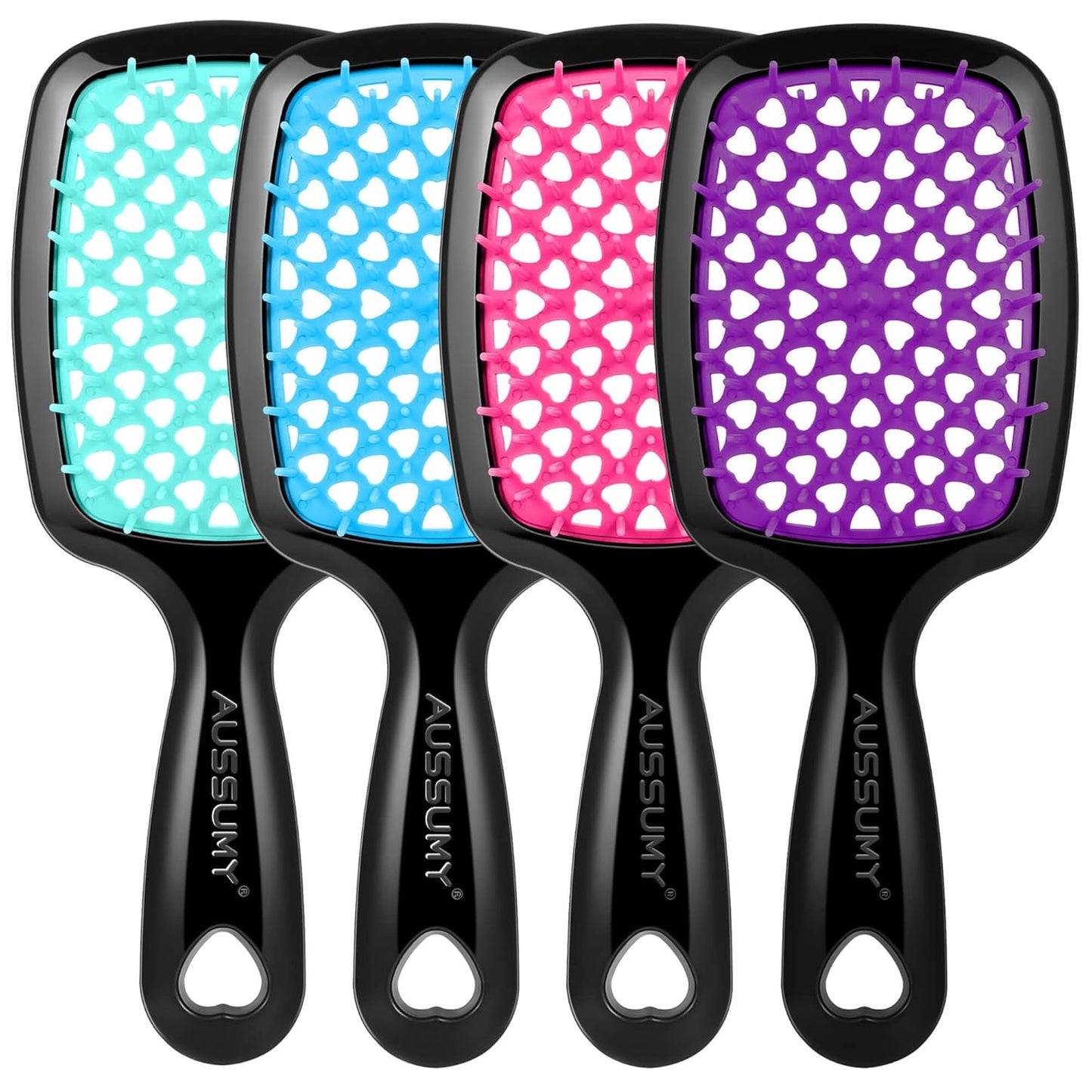 Vented Detangling Hair Brush Set - Soft Bristles for Effortless Tangle-Free Styling | Ideal for Curly, Straight, Wet, Dry Hair - Magenta - 2 Pack