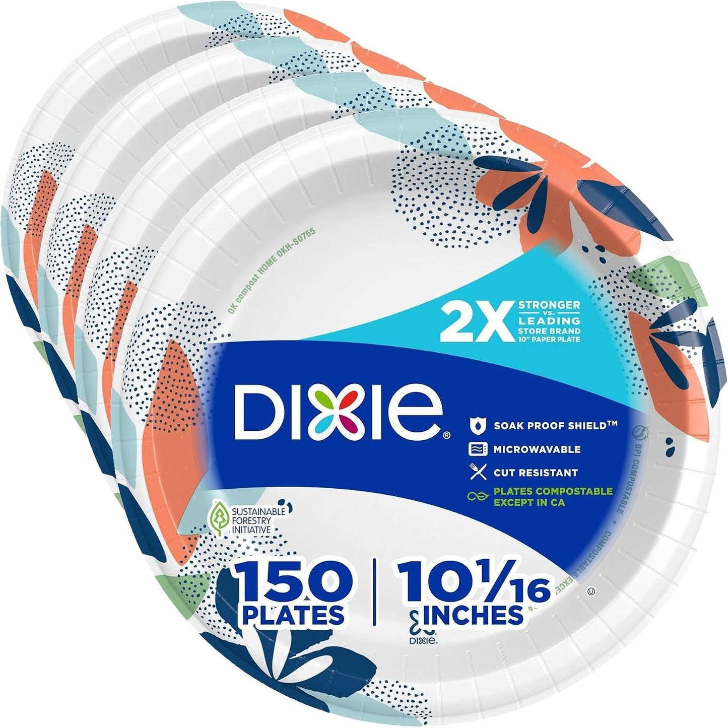 Dixie Paper Plates - Medium 8.5 Inch, 90 Count | Microwave-Safe, Soak-Proof & Cut Resistant Disposable Dinnerware