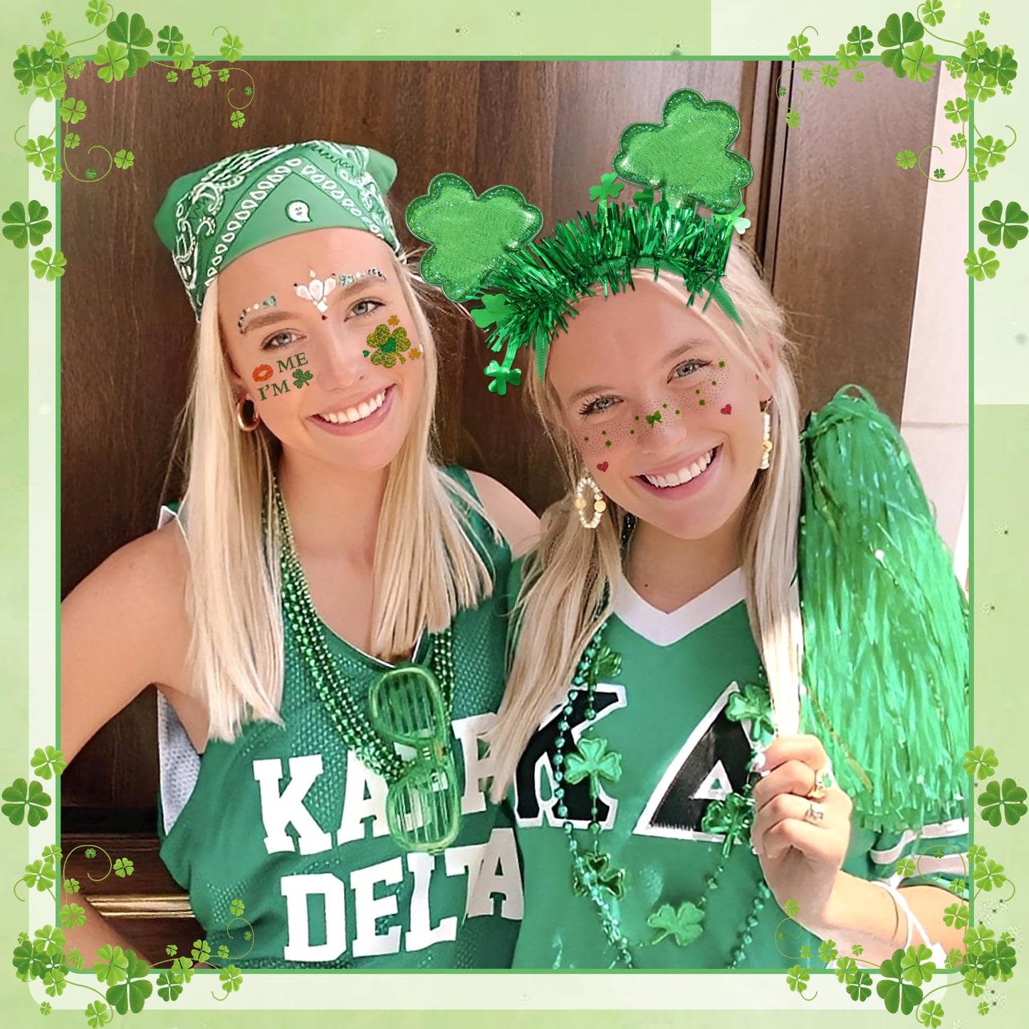 STGDAK St. Patrick's Day Headbands Shamrock Hair Bands Glitter Green Sequin Head Band Clover St. Patrick's Day Hair Accessories For Women Girls Hair Face Irish Party Favors