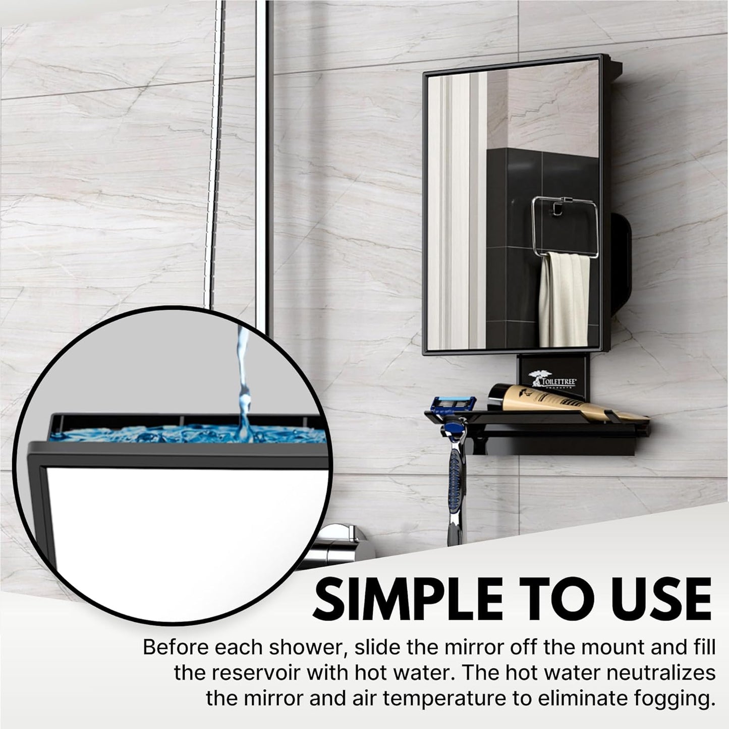 Fogless Shower Mirror - Adjustable Anti-Fog Bathroom Mirror with Squeegee | Rust-Proof, Impact-Resistant Design