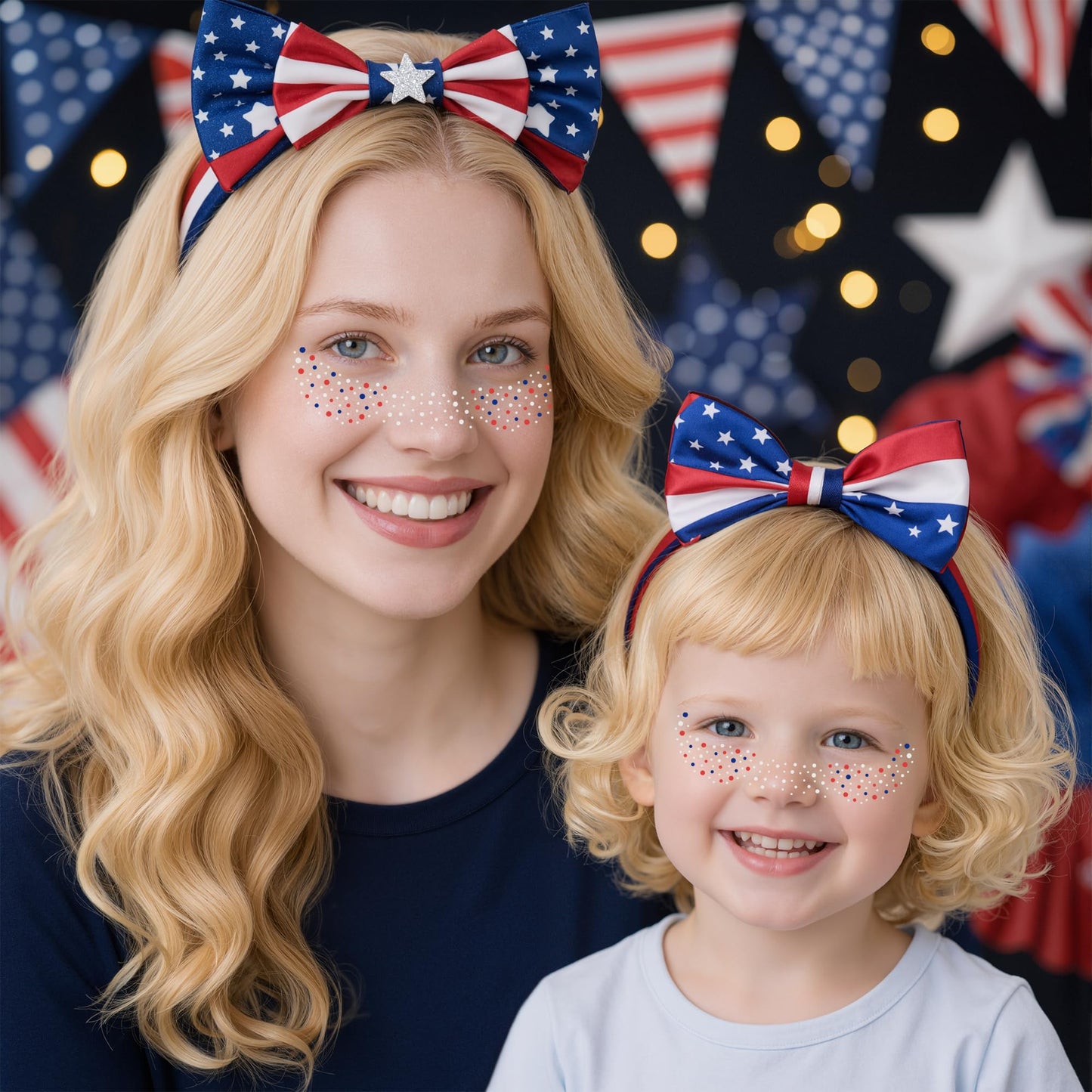 4th of July Outfits for Women - 8 Pack Red White and Blue Freckles Patriotic Face Tattoos for 250 Anniversary USA Merchandise | Fourth of July Accessories Shirts Party Favors Decorations