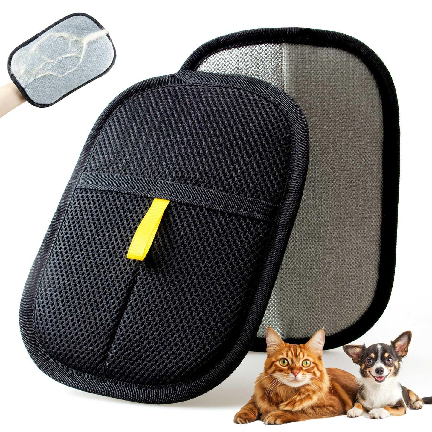 POUPUA Thickened Pet Hair Removal Glove - Electrostatic Cat Dog Hair Remover Glove, Reusable Magic Brush Pet Hair Remover Tool for Couch, Carpet, and Car Seat (Black,1 Pack)