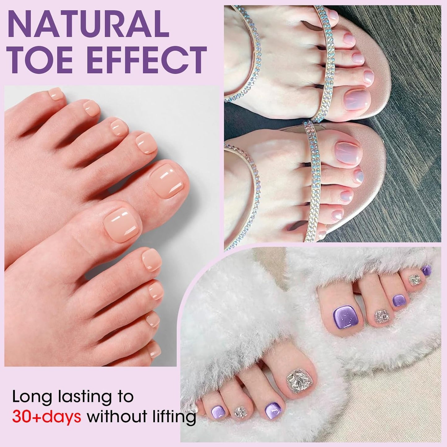Press On Toenails - 300PCS Short Square Matte Gel Nail Tips | 12 Sizes Clear Extensions for DIY Pedicure