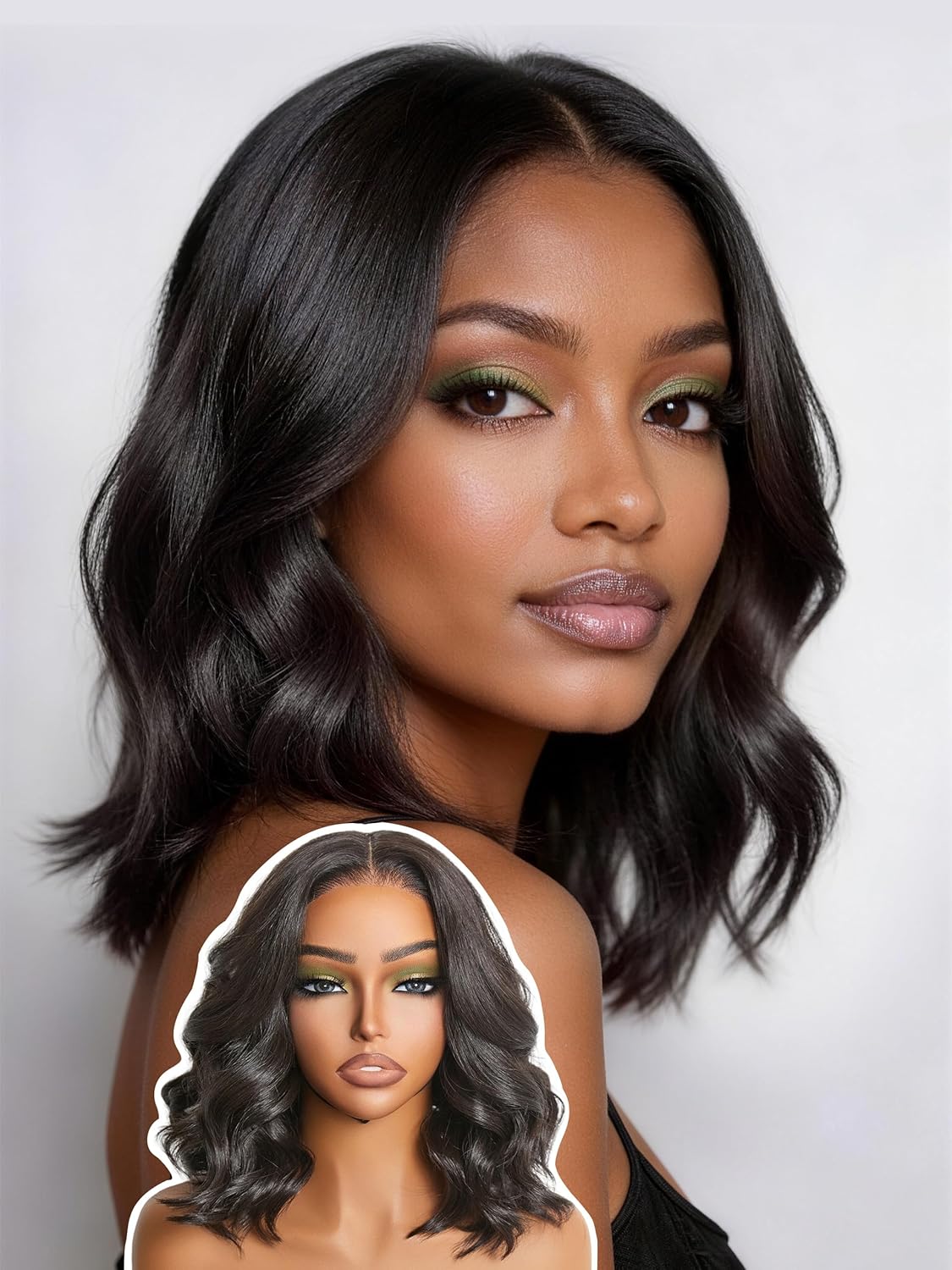 Veralux™ Blend Human Hair Wig - Loose Body Wave, Curly Style | 12 Inch Highlight Brown Lace Front for Black Women