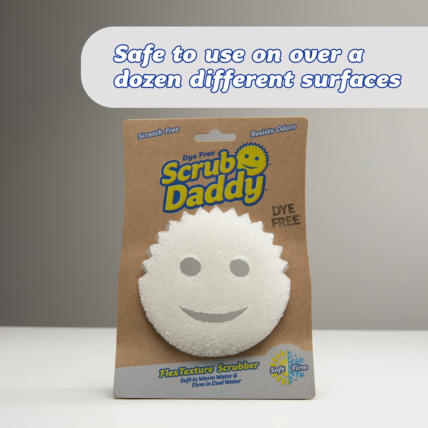Scrub Daddy Sponge - Dye Free - Scratch-Free Scrubber for Dishes and Home, Odor Resistant, Soft in Warm Water, Firm in Cold, Deep Cleaning, Dishwasher Safe, Multi-use, 1ct (2 Pack)
