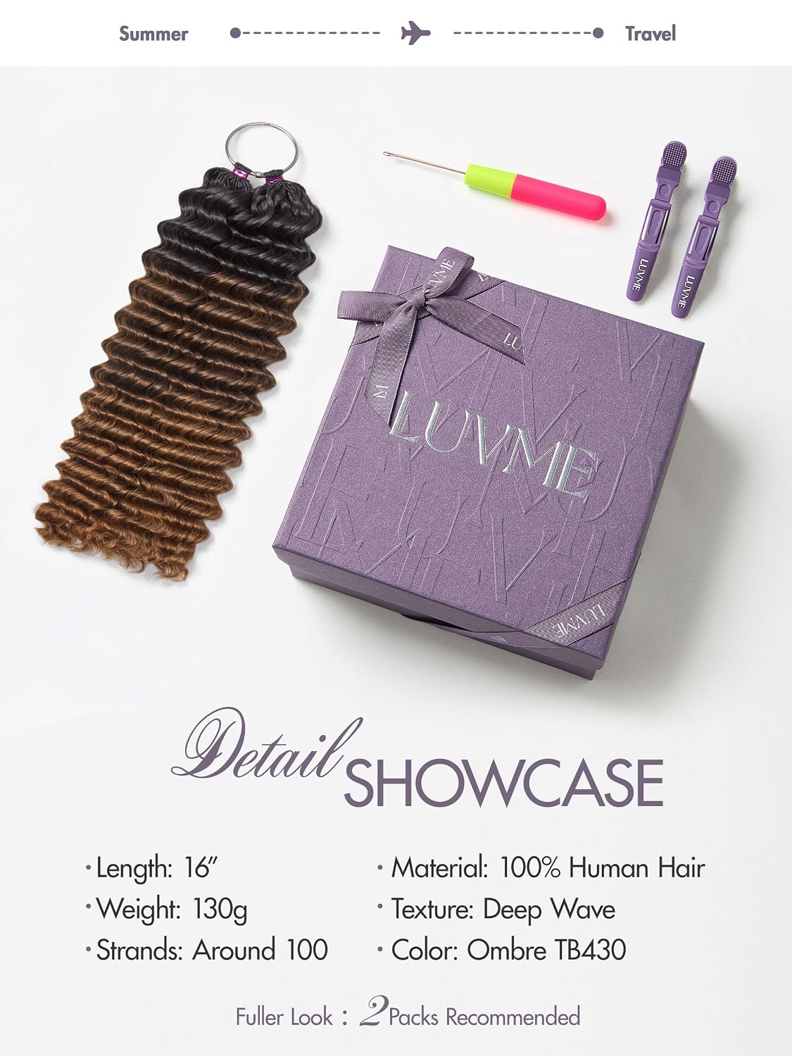 Deep Wave Crochet Hair Extensions for Black Women - 16 Inch, Balayage Brown, Pre-Separated & Lightweight, Tangle-Free