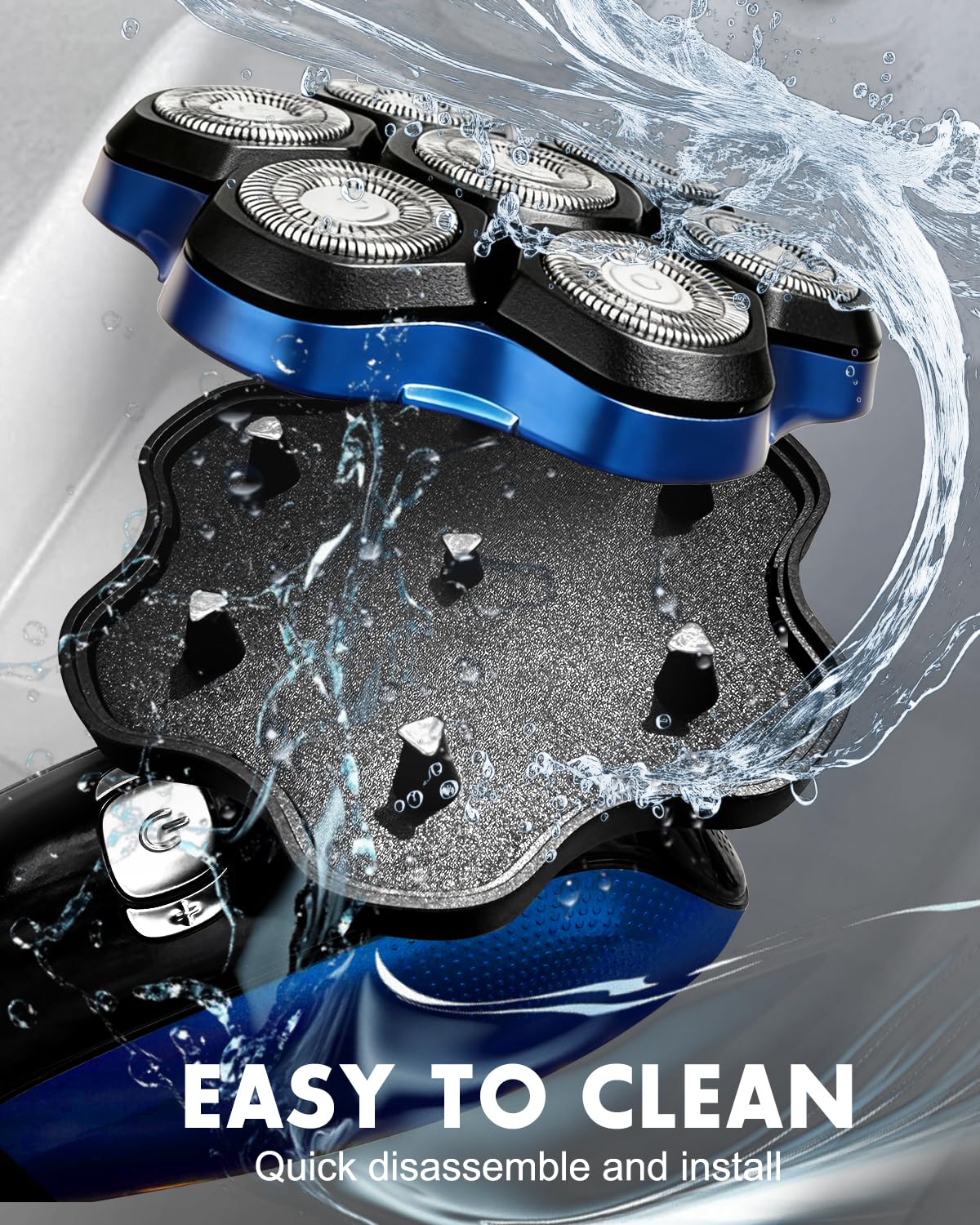 LOBINH Head Shavers for Bald Men - Magnetic 7D Detachable Head Shaver, 100% Waterproof Wet Dry, Rechargeable Cordless Electric Razor, Rotary Shavers with LED Display, Fast Charging