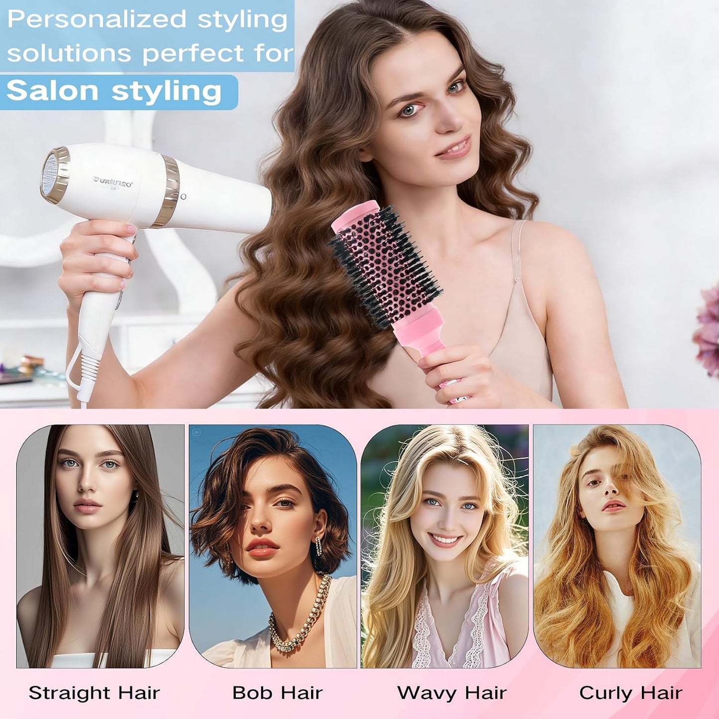 Medium Round Hair Brush - Nano Thermal Ceramic & Ionic Tech for Blowouts, Curling & Straightening | 2.9 Inch Barrel