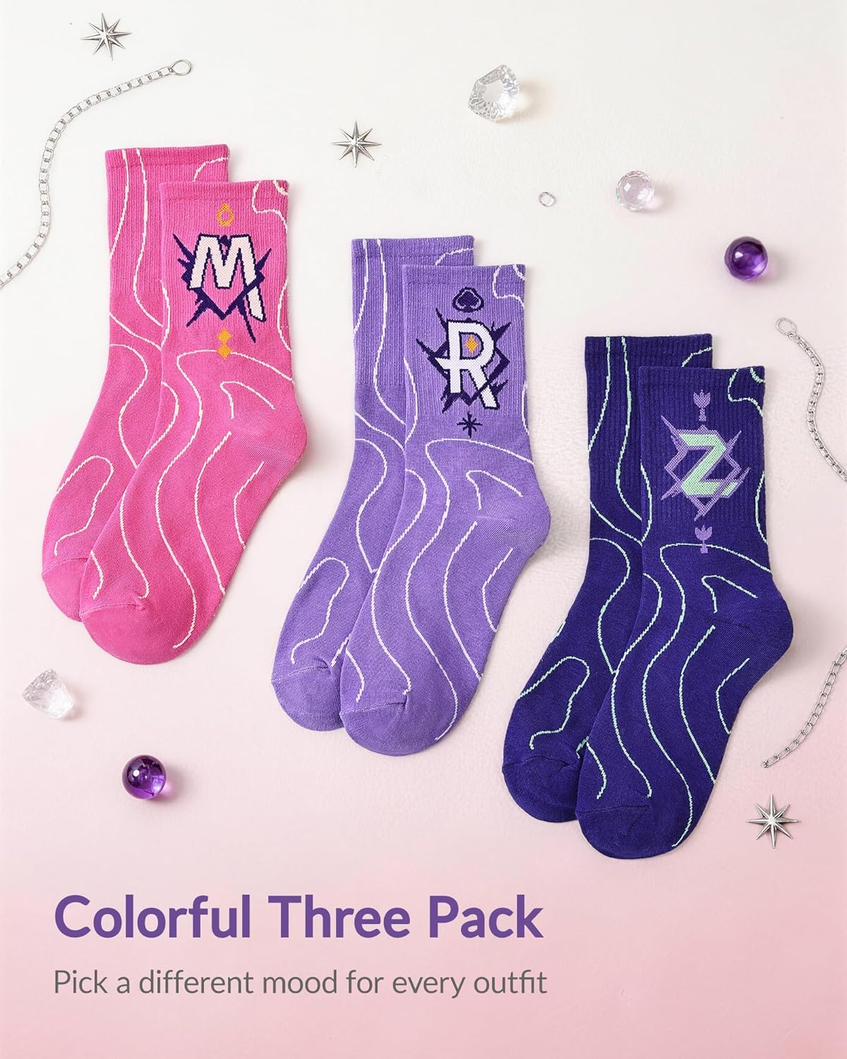 K-Pop Theme Cotton Crew Socks - Cute Korean Novelty Socks for Women & Teen Girls | Perfect Gift for K-Pop Fans