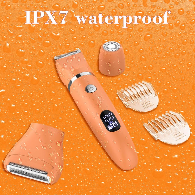 Zivelier 3-in-1 Electric Razor IPX7 Waterproof Bikini Trimmer Wet & Dry Use Painless Personal Trimmer Groomer for Ladies Face Body Legs Bikini Public Hairs Electric Lady Shaver with Replaceable Heads