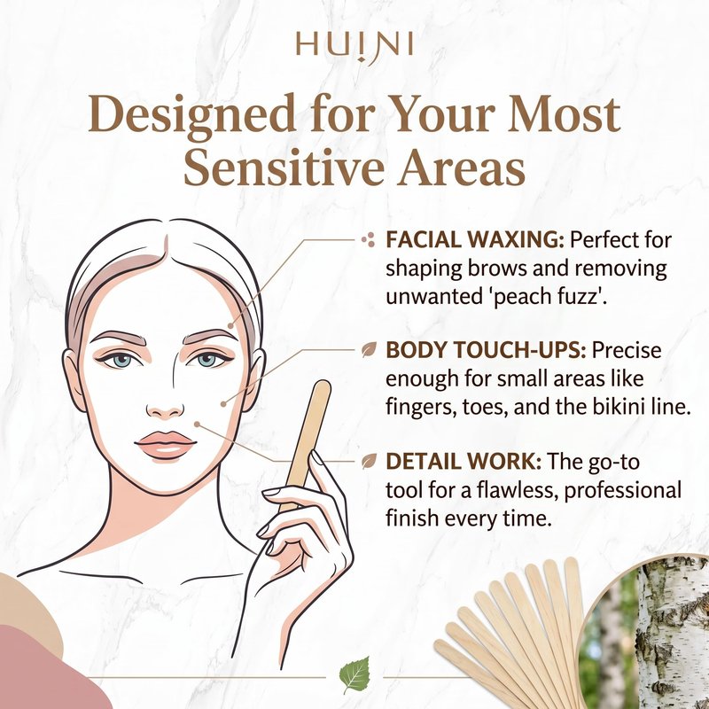 Huini 1000 Ct. Wooden Waxing Applicators Sticks for Face & Eyebrows Wax Spatula Hair Removal CD-S02-3