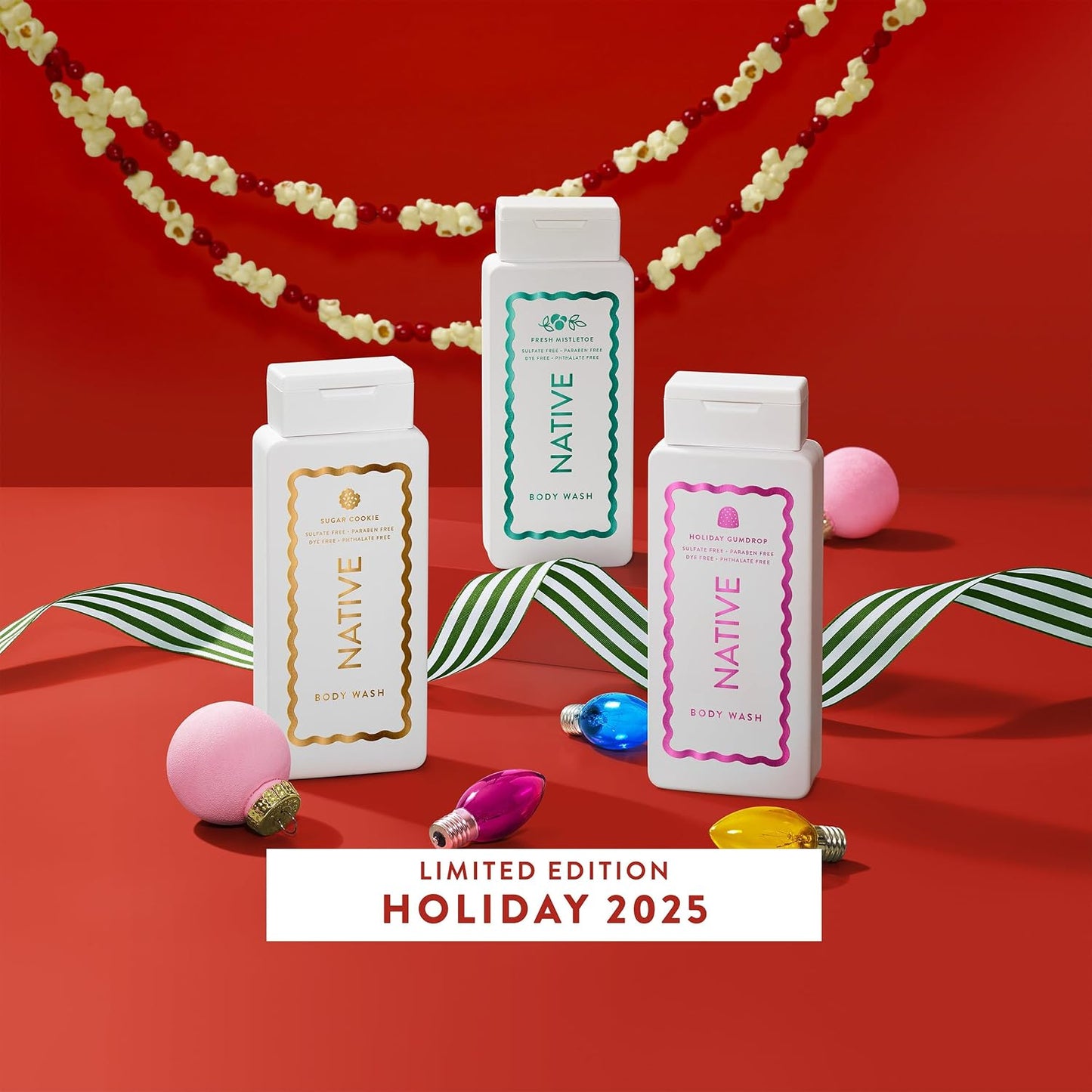 Native Body Wash - Holiday Edition Fresh Mistletoe Scent | Sulfate & Paraben Free, 18 oz for Soft, Hydrated Skin