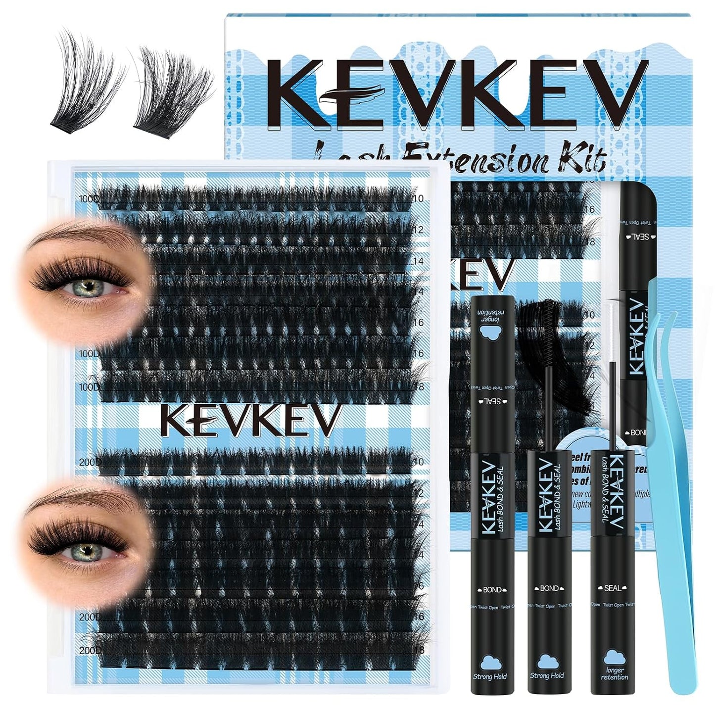 Lash Extension Kit - 280 Pcs Individual Lashes with Bond & Seal | 40D/50D, 9-16mm Clusters