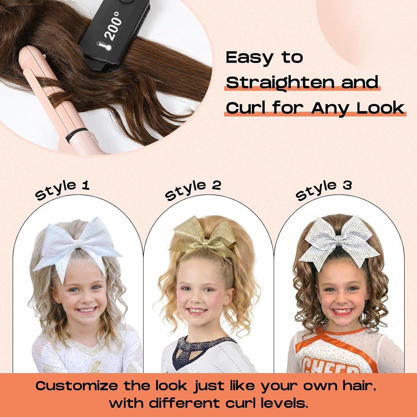 Cheer Ponytail Hair Piece | 100% Real Human Hair, 16" Straight Extension for Dance & Competition - Brown with Blonde Highlights