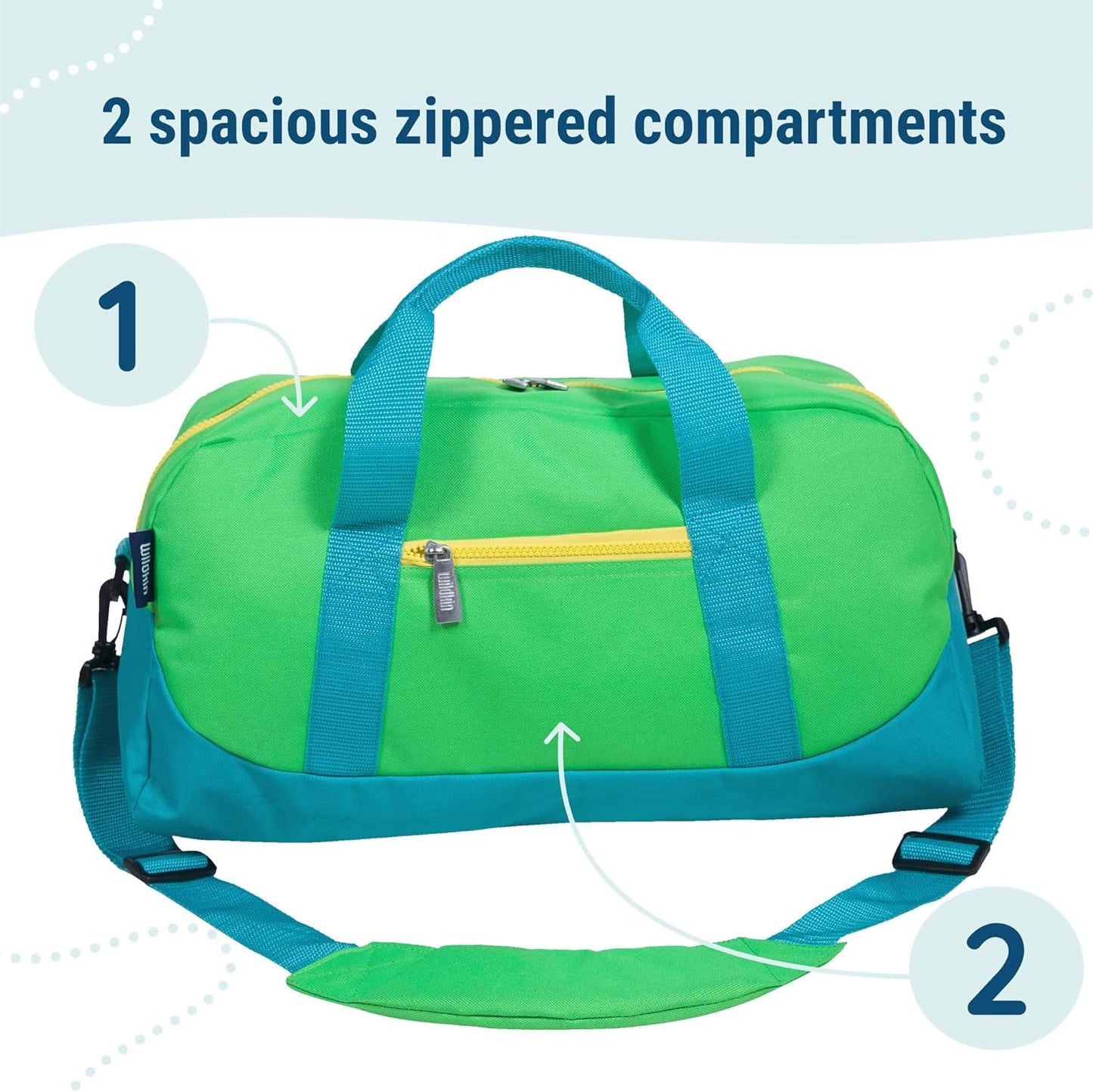 Kids Overnighter Duffel Bag - Carry-On Size for School & Sleepovers | Monster Green