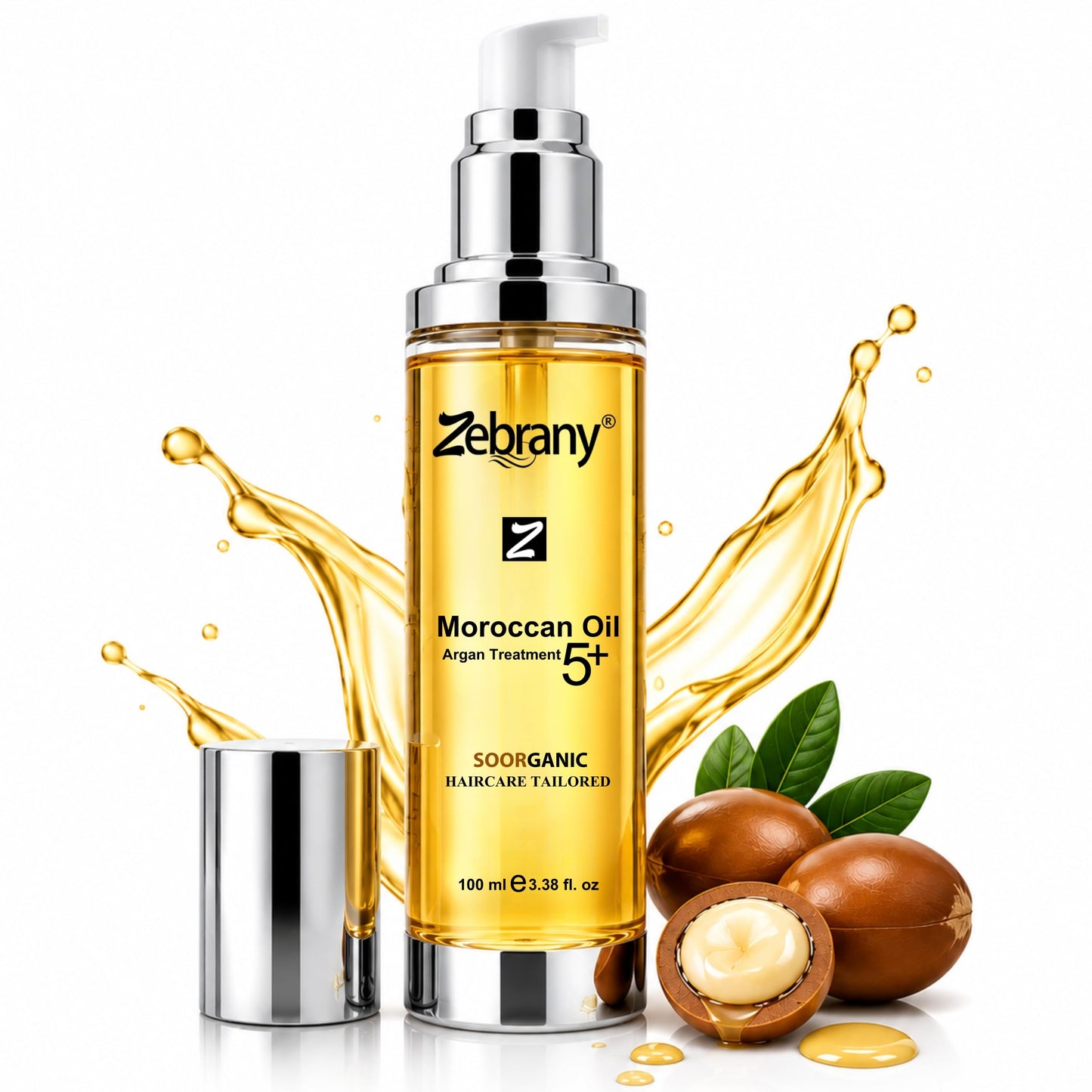 Zebrany Moroccan Argan Oil Hair Serum, Leave-In Conditioner for Dry, Damaged & Frizzy Hair, Professional Heat Protectant, Deep Moisturizing Hair Treatment, Shine Booster, Day & Night Care, 3.38 Fl Oz