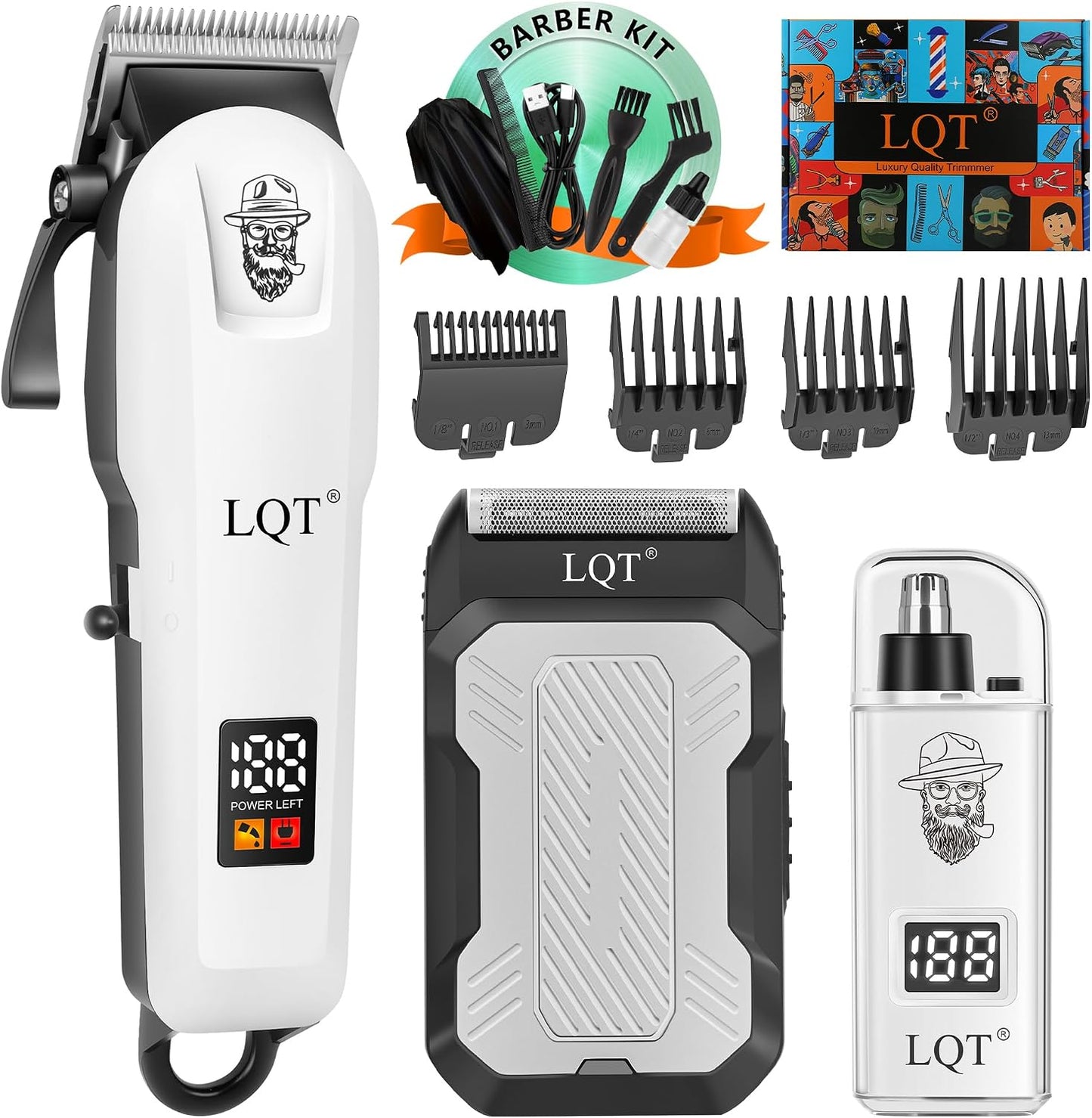 Hair Clippers for Men - Professional 3-Piece Grooming Kit with LED Display | Cordless Hair Clipper, Foil Shaver & Nose Trimmer