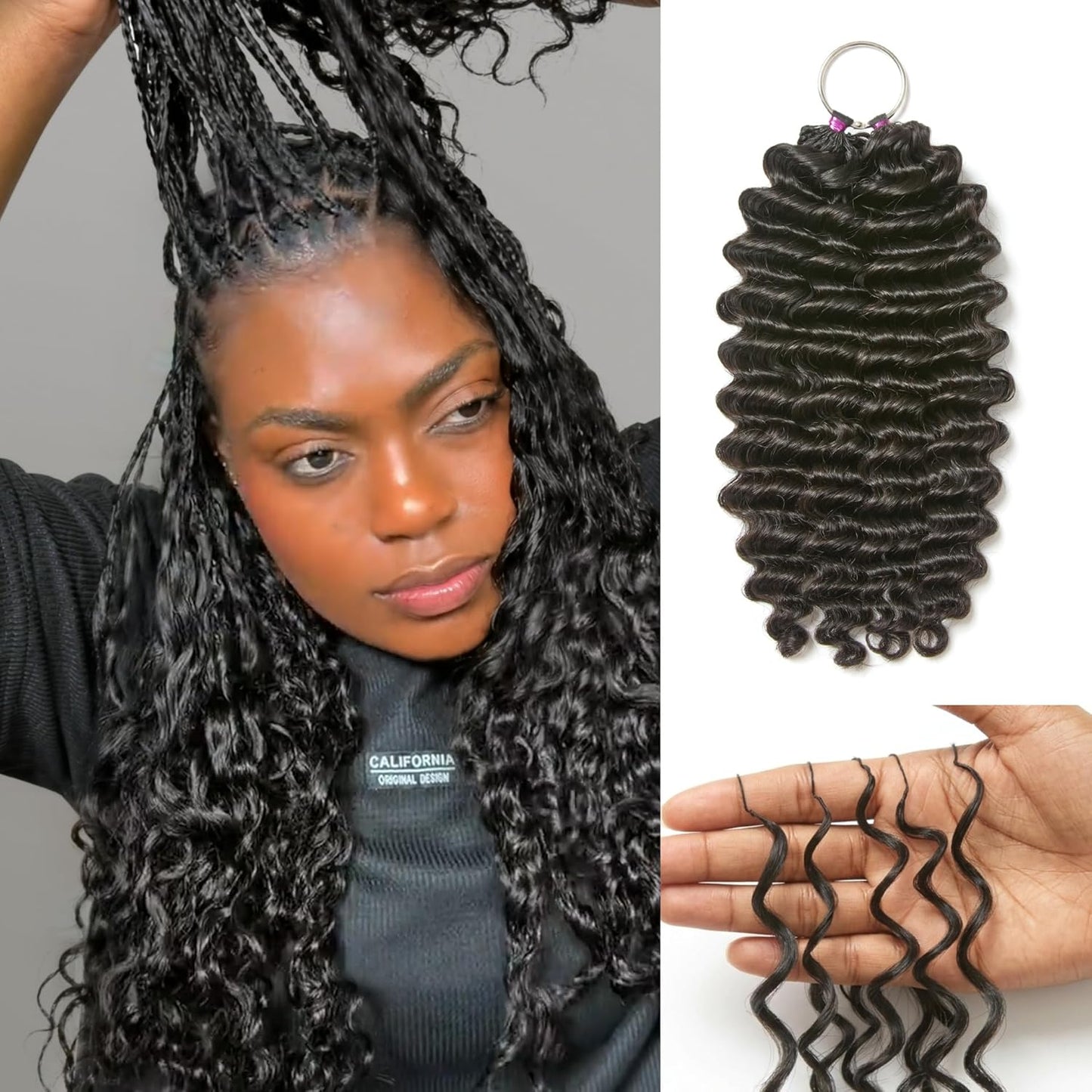 Deep Wave Crochet Hair Extensions for Black Women - 16 Inch, Balayage Brown, Pre-Separated & Lightweight, Tangle-Free
