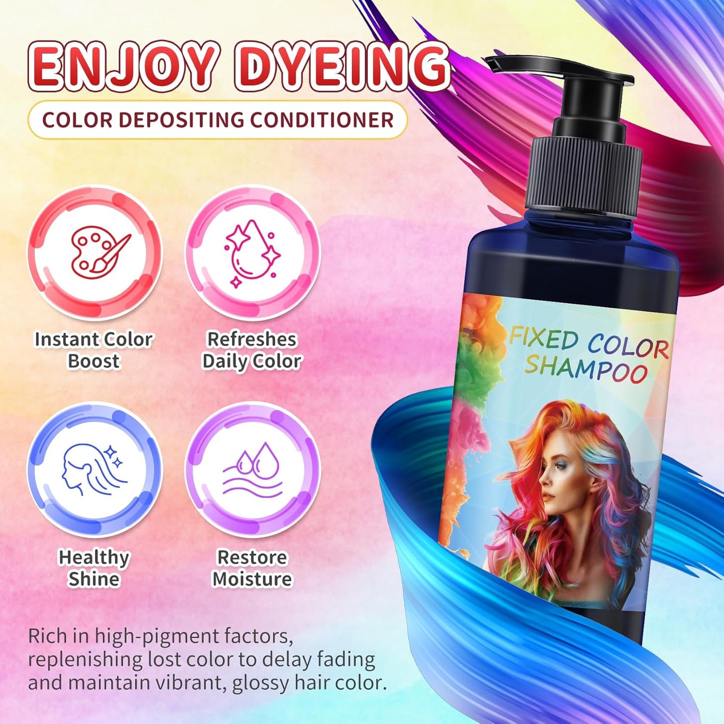 Color Depositing Conditioner - 3-in-1 Vegan Hair Dye for Gloss & Vibrancy | 10.14 Fl. Oz - Blue