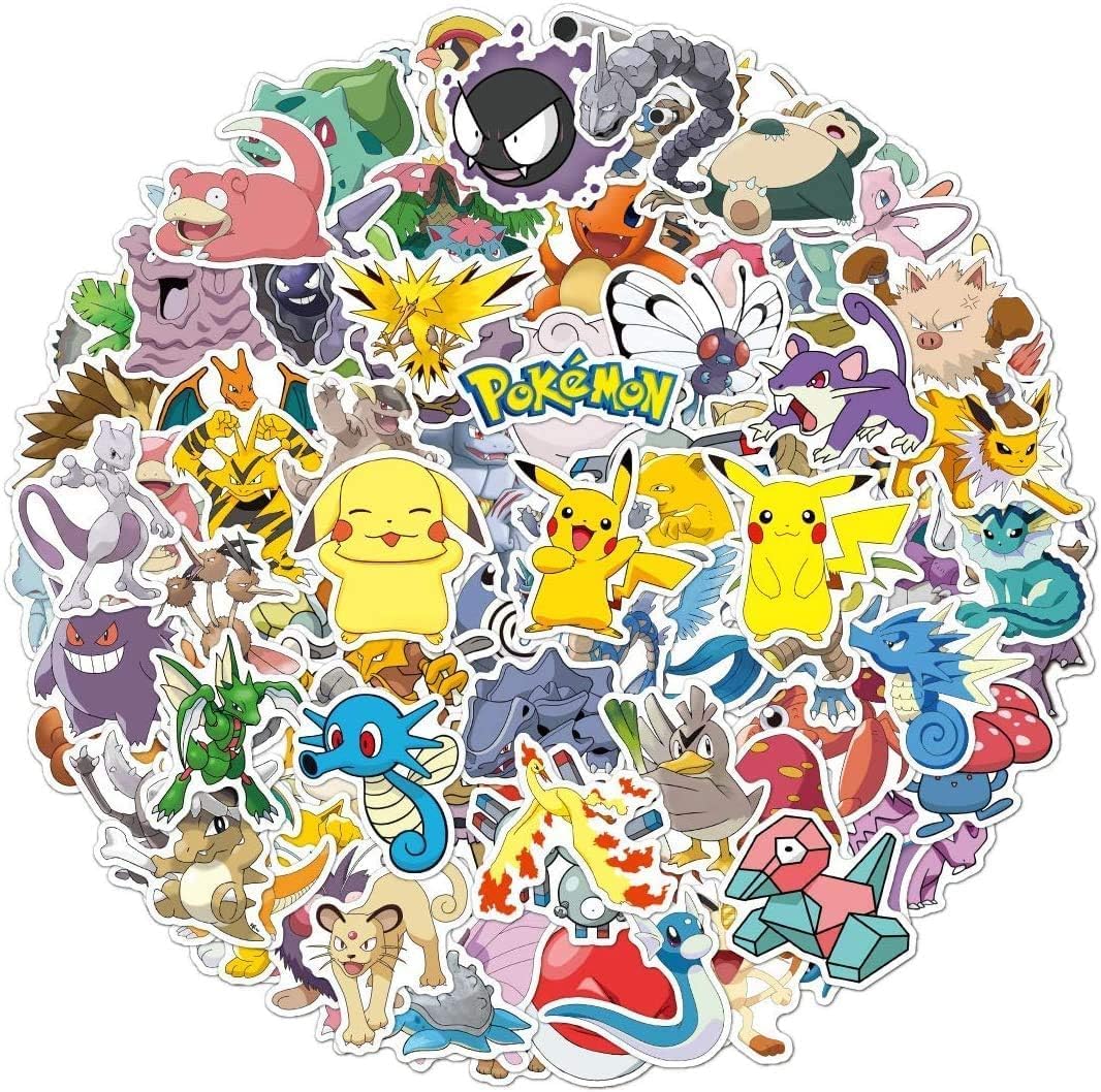 Cartoon Pokémon Stickers - Waterproof & Durable Cute Decals for Laptops, Phones, Skateboards | Assorted Gift Party Favors