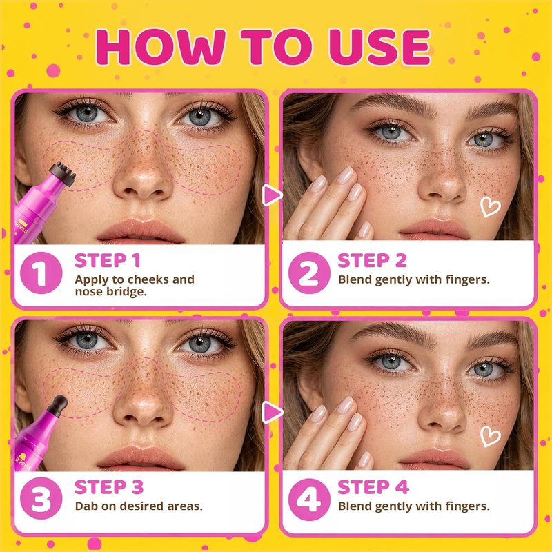 Dual-Ended Freckle Stamp Pen - Lifelike Fake Freckles with Silicone Stamp & Ultra-Fine Tip | Waterproof Dark Brown Marker for Sunkissed Looks