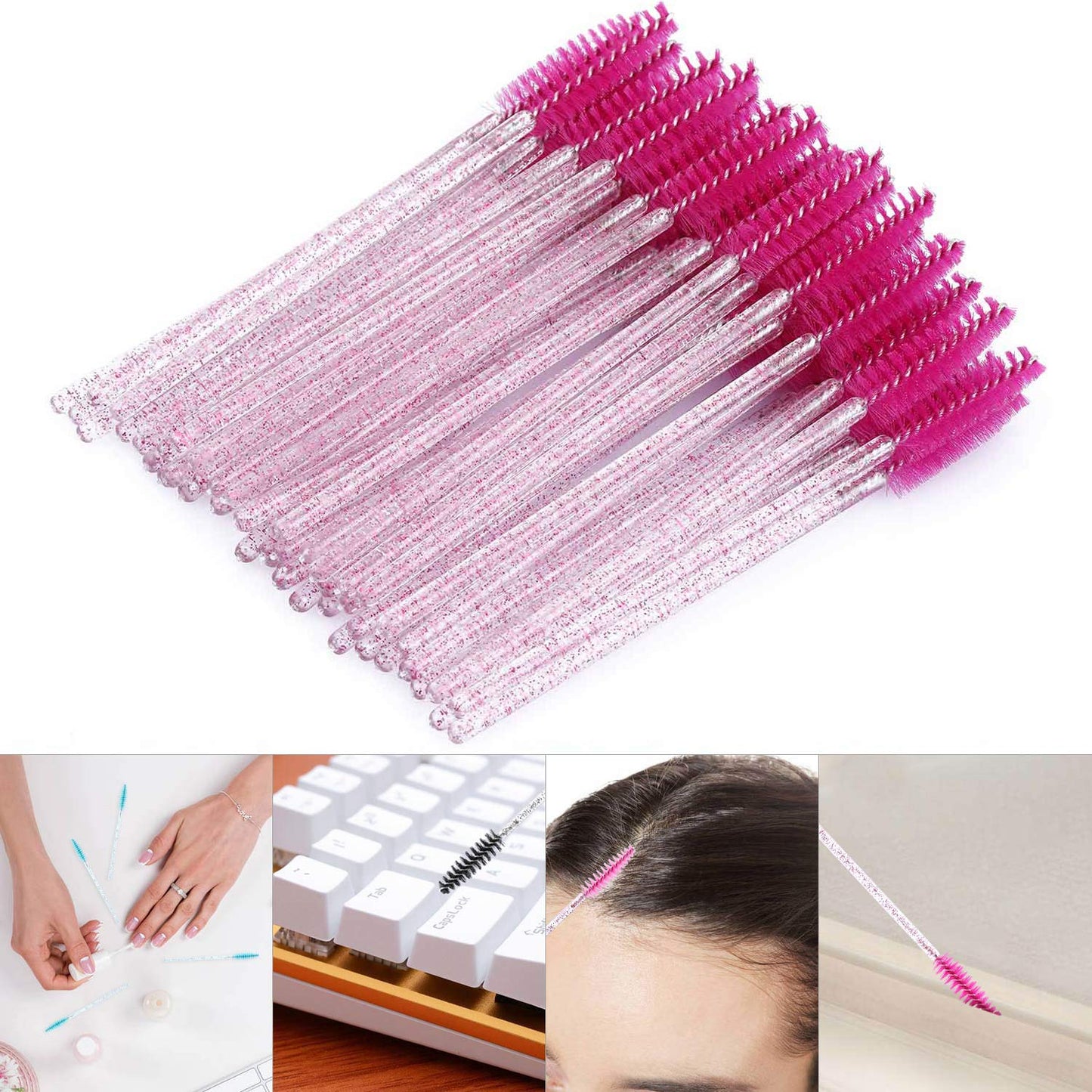 Disposable Mascara Wands - 300 Eyelash Brushes for Extensions, Eyebrows & Makeup | Crystal Tbestmax