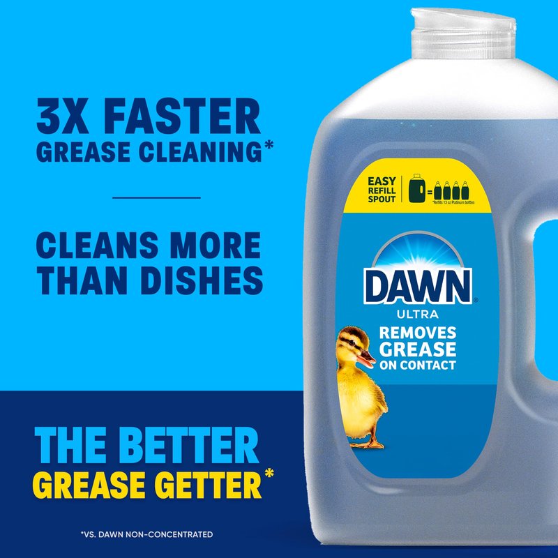 Dawn Ultra Original Dish Soap Refill Jug, Large Size Original Blue Liquid Dishwashing Detergent, Powerful Dish Soap for Grease, 51.5 oz