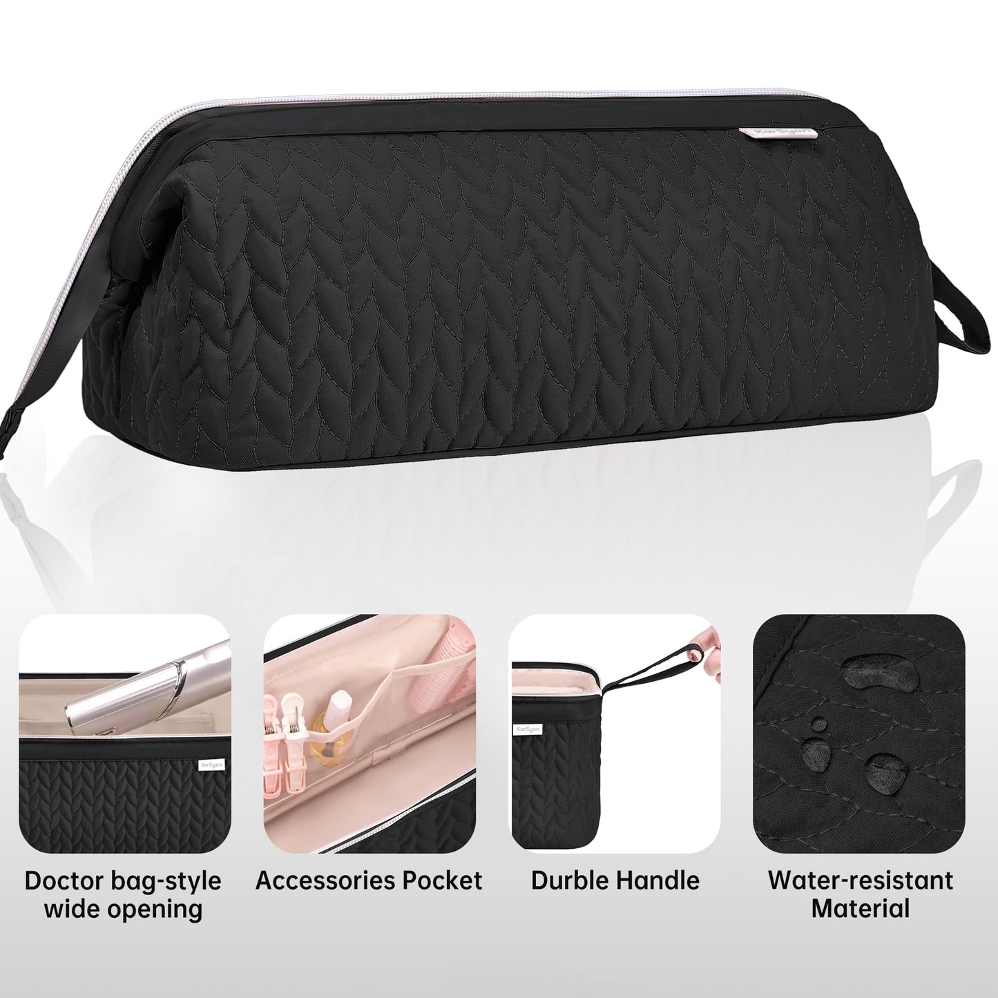 KarSyon Shark Flex Style Case for Dyson Airwrap Hair Dryer Brush Revlon Hair Tools Travel Bag Carrying Case Flat Curling Iron Organizer (Black)