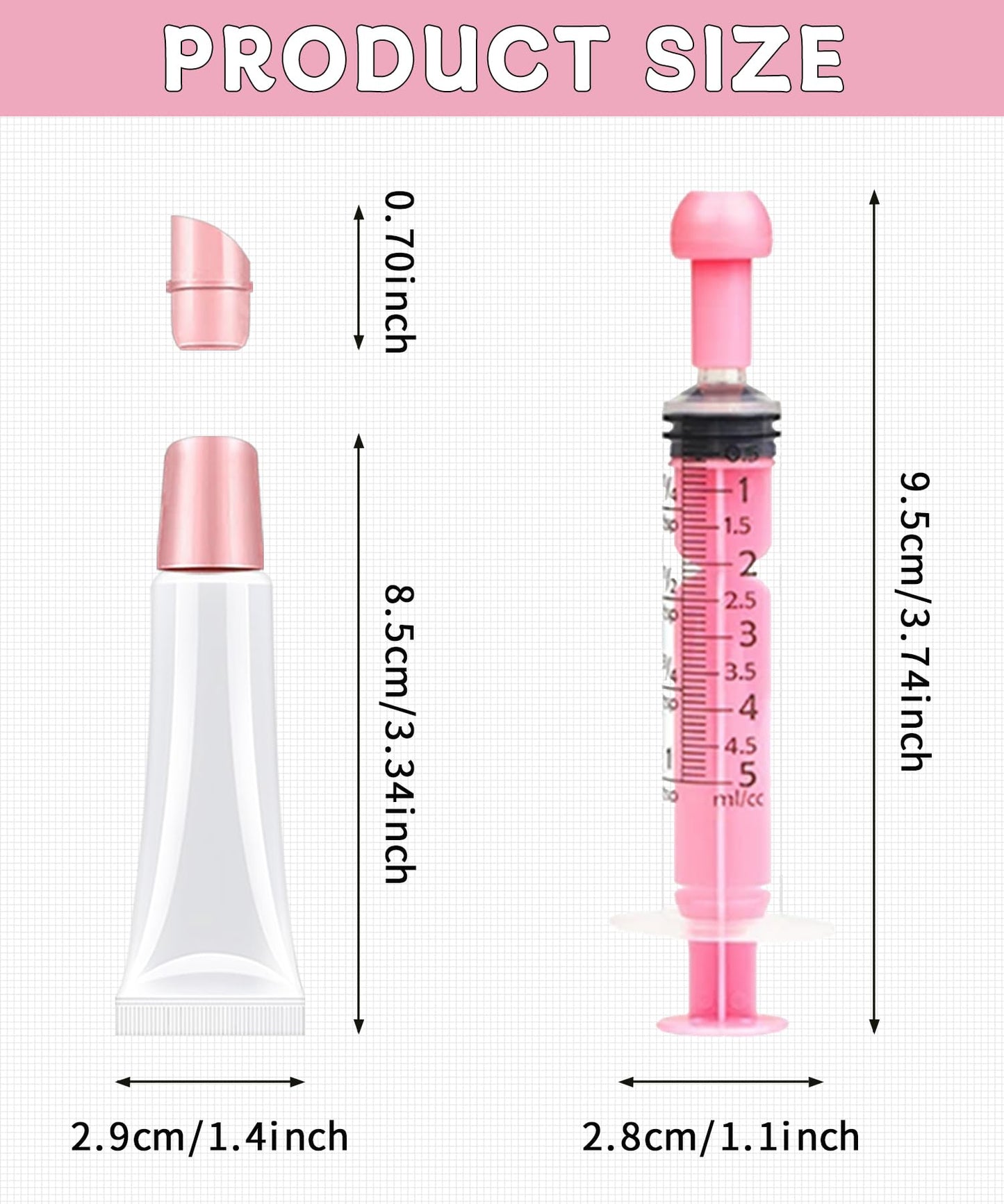 uadbau 8PCS Empty Lip Gloss Tubes - 10ml Clear Lip Balm Tubes with 5ml Syringes - Refillable Squeeze Tubes for Lip Gloss - Mini Cosmetic Soft Tubes for DIY Lip Gloss and Travel Toiletries