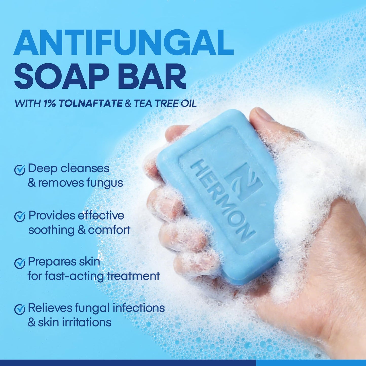 Hermon Clotrimazole Antifungal Treatment Cream & Soap Kit: Antifungal Cream for Athletes Foot, Jock Itch, Ringworm with Anti Fungal Soap - Relieves Itching Burning Cracking - 57g Tube / 113g Bar