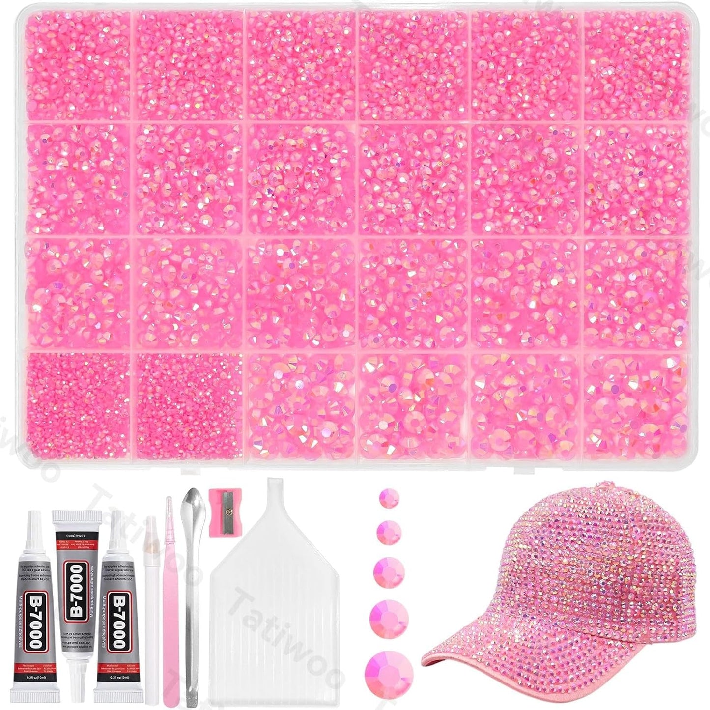 Light Pink Flatback Jelly Resin Rhinestones - 20000 Pcs Mix Sizes 2-6mm for Crafting & DIY Makeup Tumblers