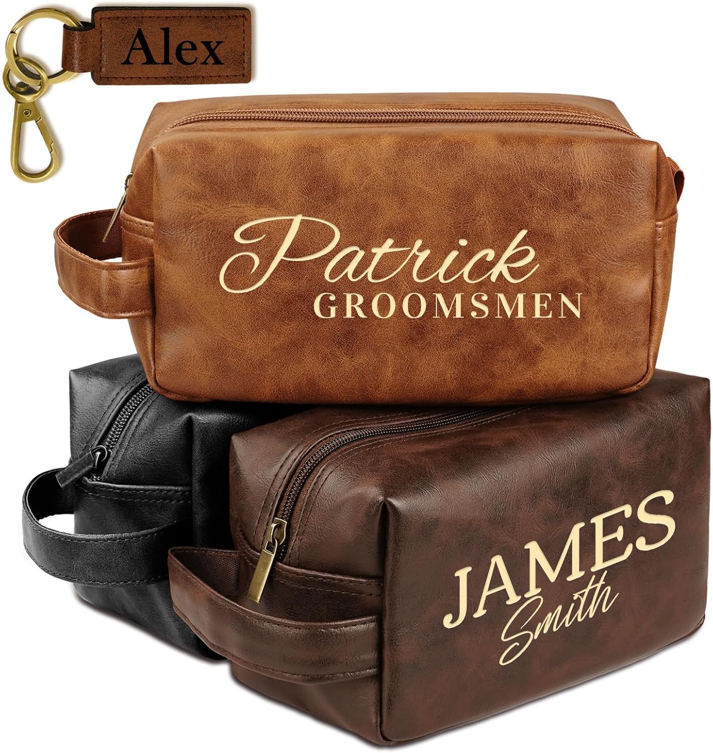 Personalized Toiletry Bag for Men - Custom Leather Travel Shaving Kit | Unique Gift for Him, Husband, Dad