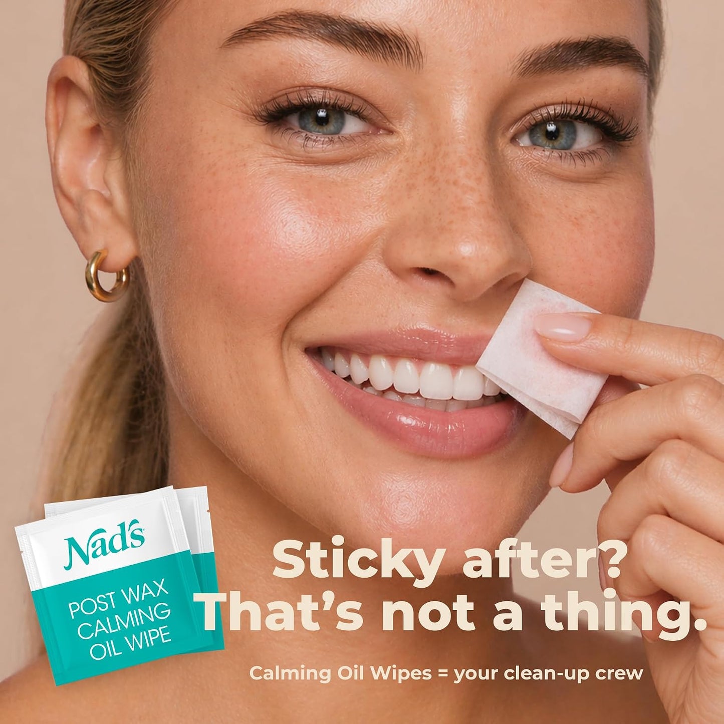 Nad's Facial Wax Strips - Hypoallergenic Facial Hair Removal Kit for Women | 20 Wax Strips + 4 Calming Wipes + Skin Protection Powder