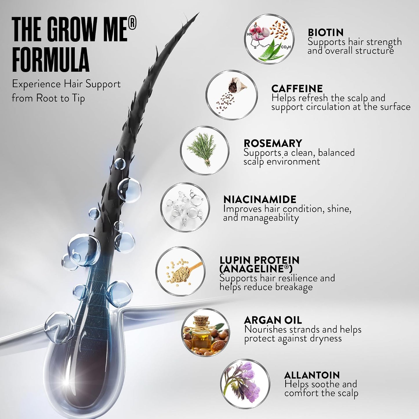 Watermans Grow Me Organic Hair Growth Shampoo - Strengthening Biotin & Rosemary Formula for Thicker Hair | 8.45 fl oz