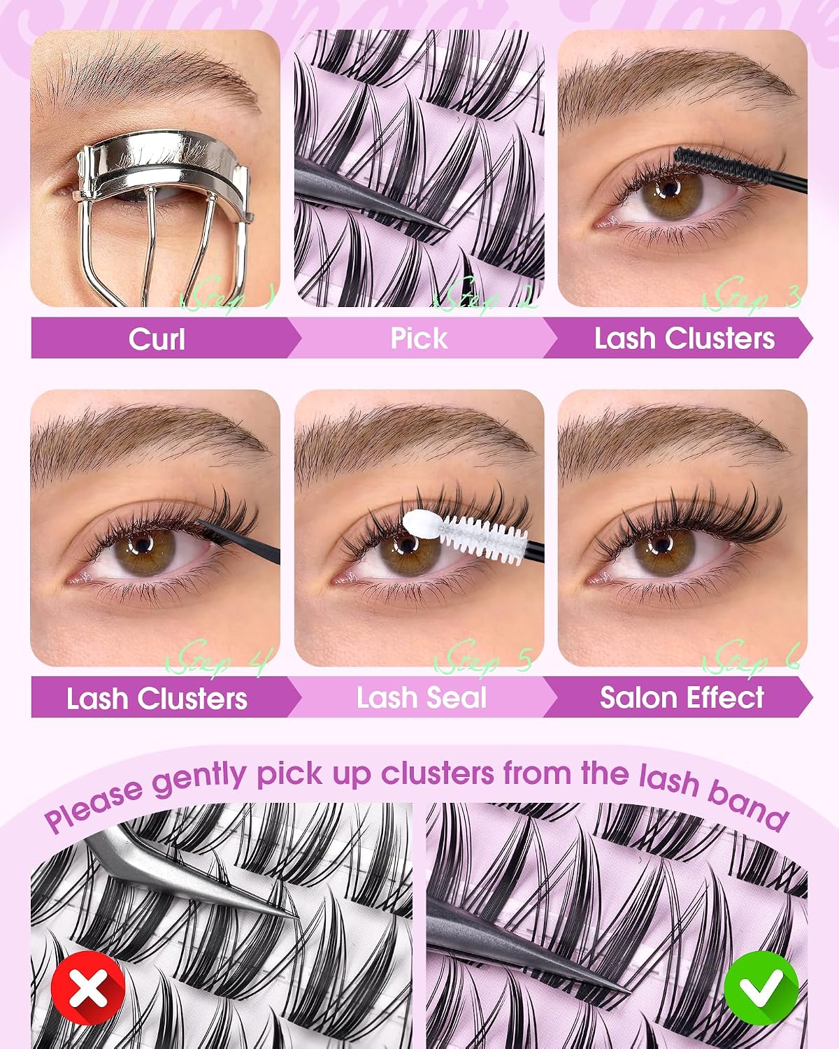 Bunny Lash Clusters - C Curl Anime Eyelash Extensions | 8-18MM Natural Fairy Lashes with Invisible Clear Band